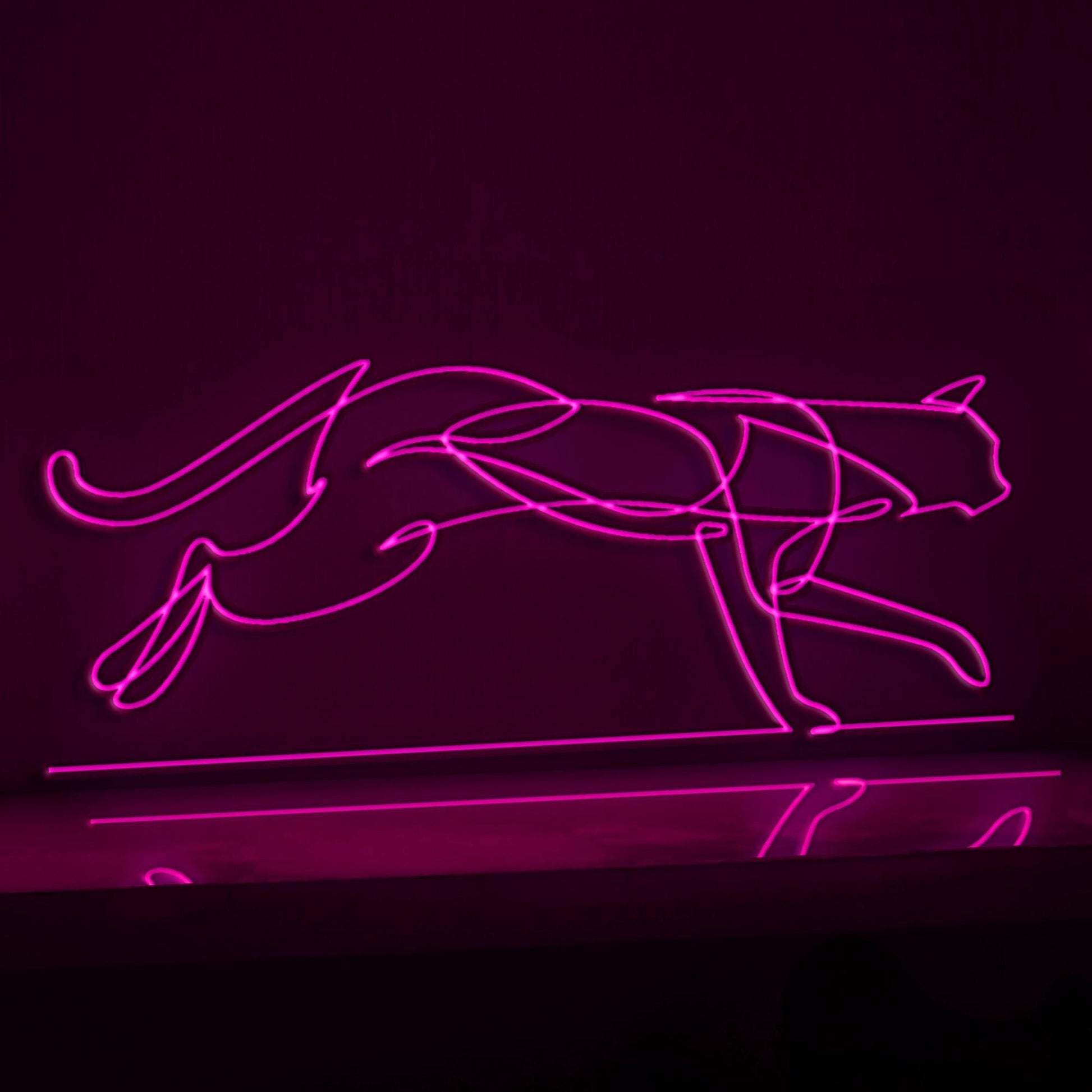 Walking Cat Playful EL Wire Animal Wall Art for Bedroom & Pet-Friendly Home Decor - myneonup