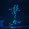 Skate Girl Endless Doodle Youthful EL Wire Art for Teen Room & Skateboarding Theme Decor - myneonup