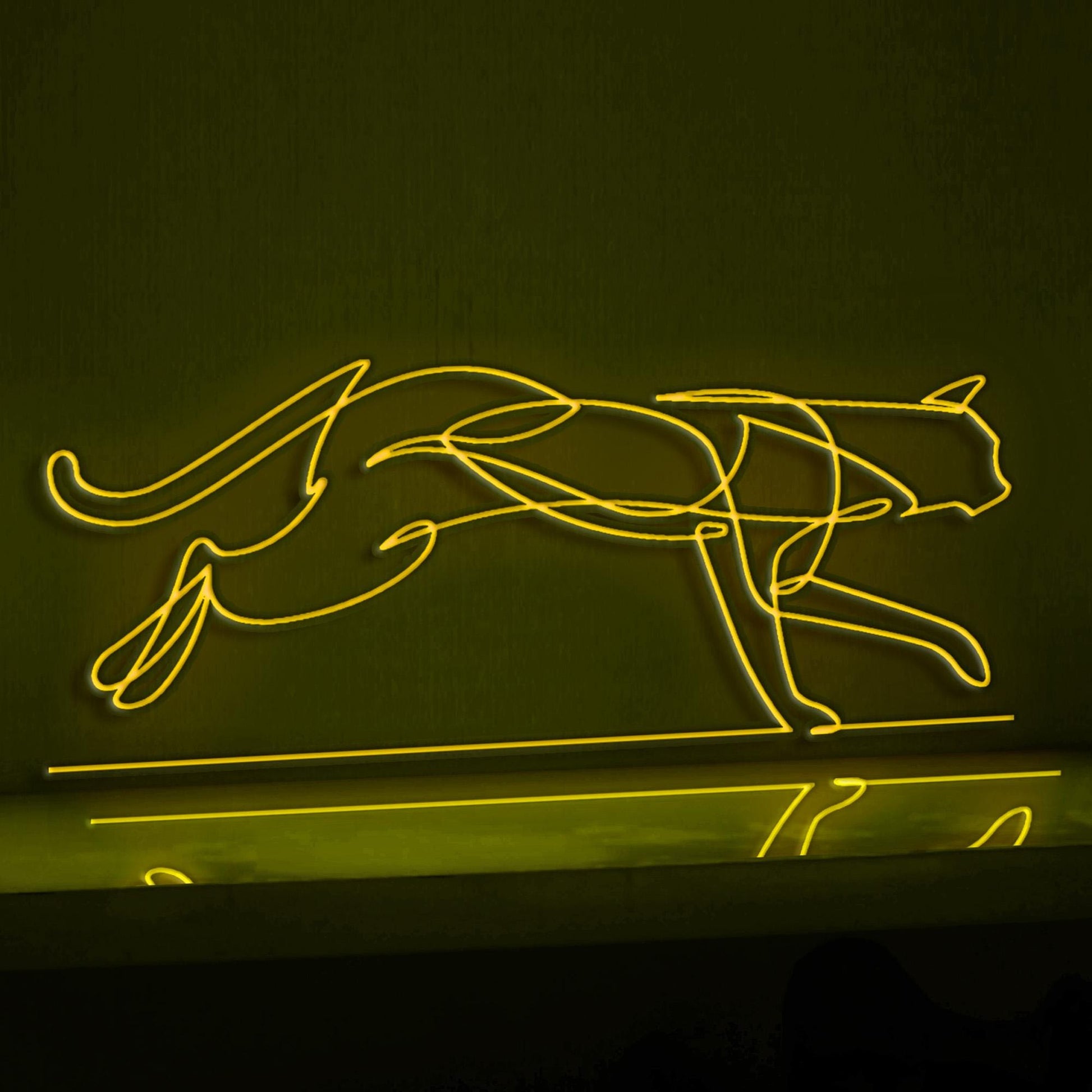 Walking Cat Playful EL Wire Animal Wall Art for Bedroom & Pet-Friendly Home Decor - myneonup