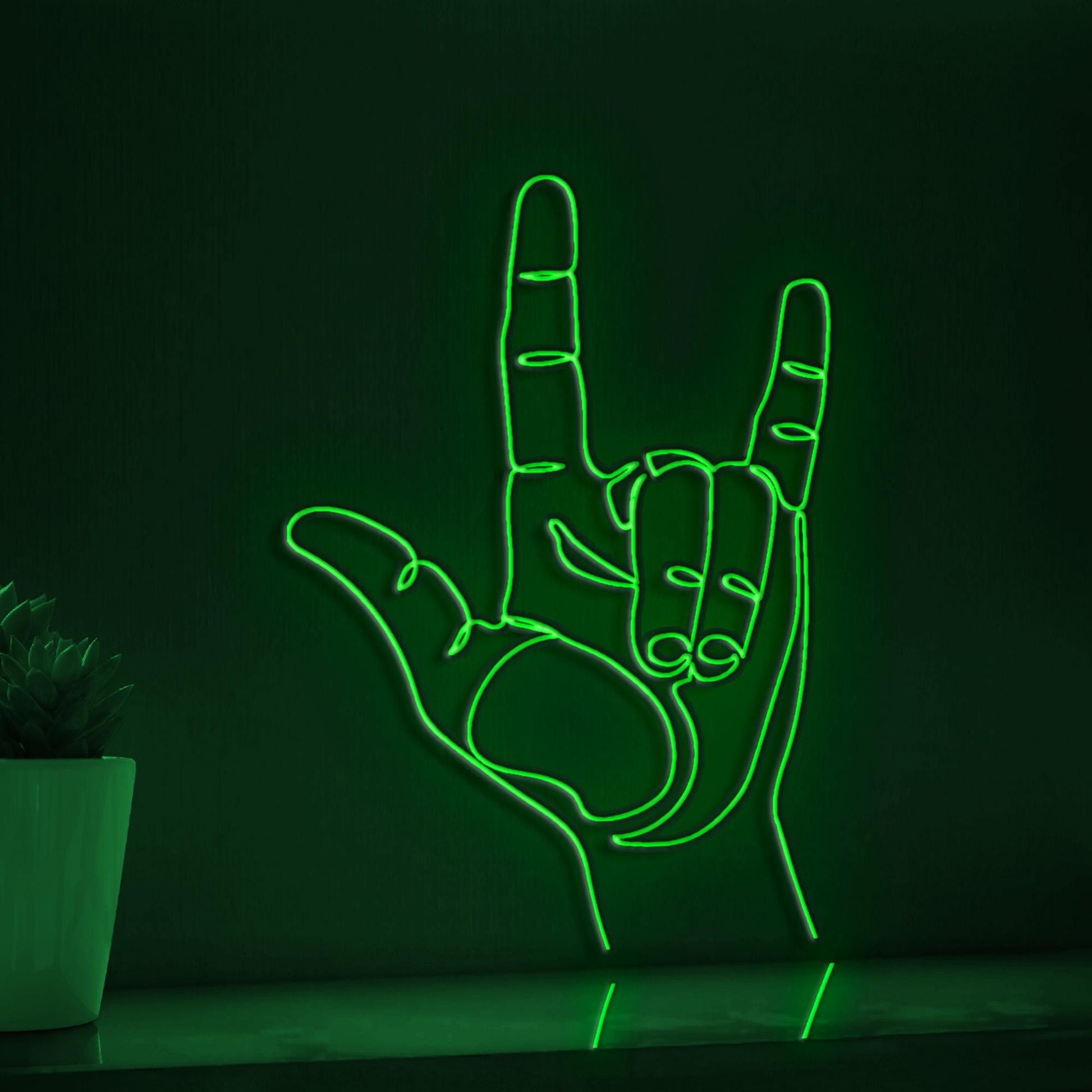 Hand I Love You Sign Valentine Wedding Neon Light Festive EL Wire Decor for Party & Home Wall Art - myneonup