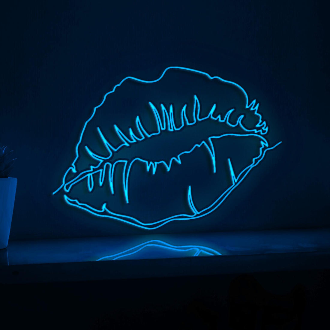 Beautiful Woman Lips Makeup Handmade EL Wire Vanity Wall Art for Bedroom & Beauty Studio - myneonup