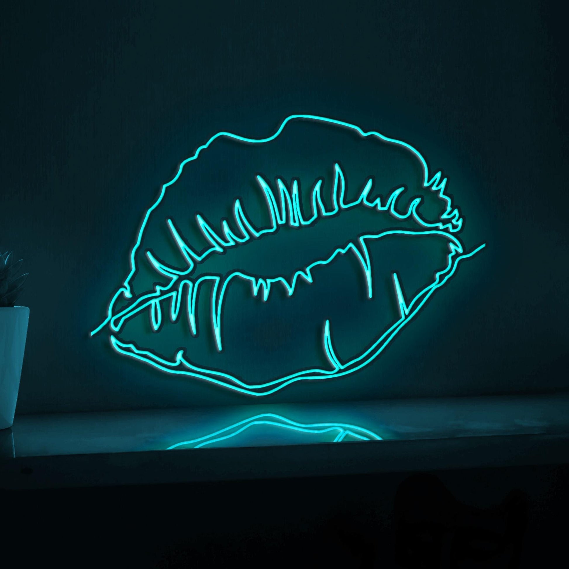 Beautiful Woman Lips Makeup Handmade EL Wire Vanity Wall Art for Bedroom & Beauty Studio - myneonup