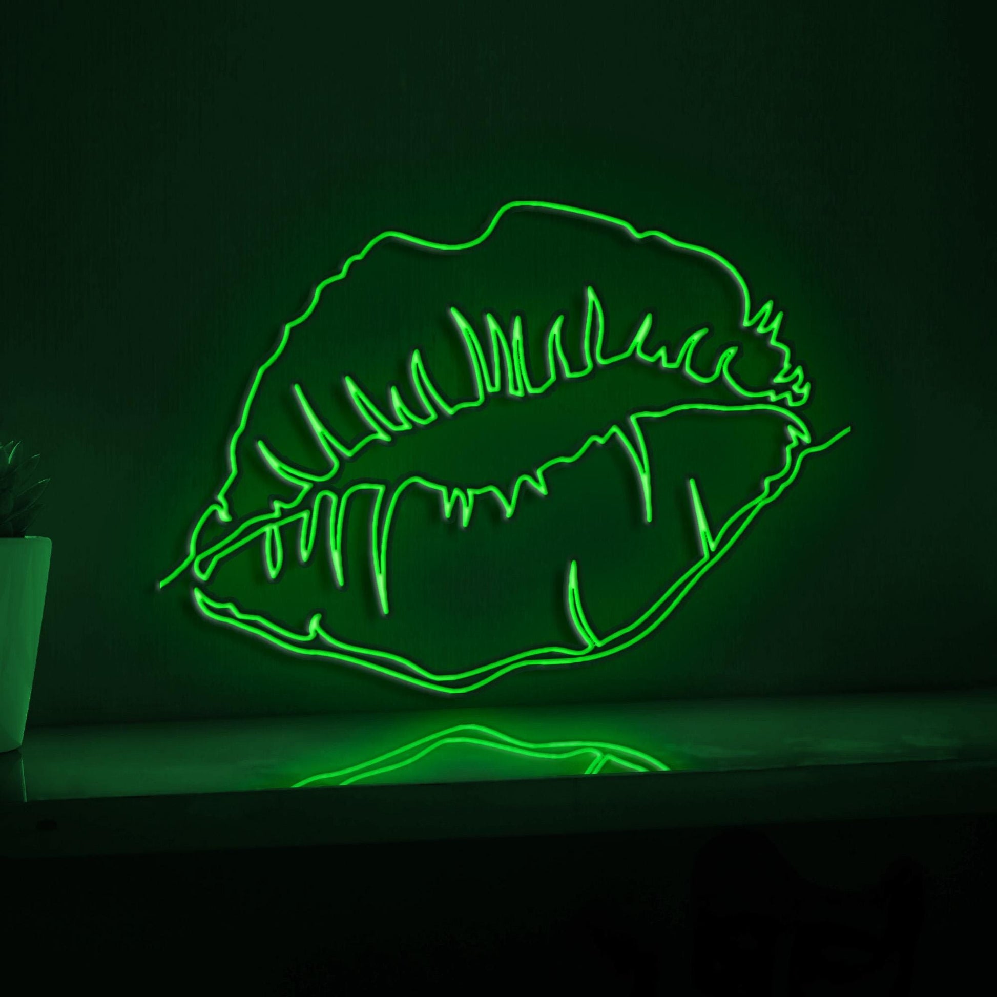 Beautiful Woman Lips Makeup Handmade EL Wire Vanity Wall Art for Bedroom & Beauty Studio - myneonup