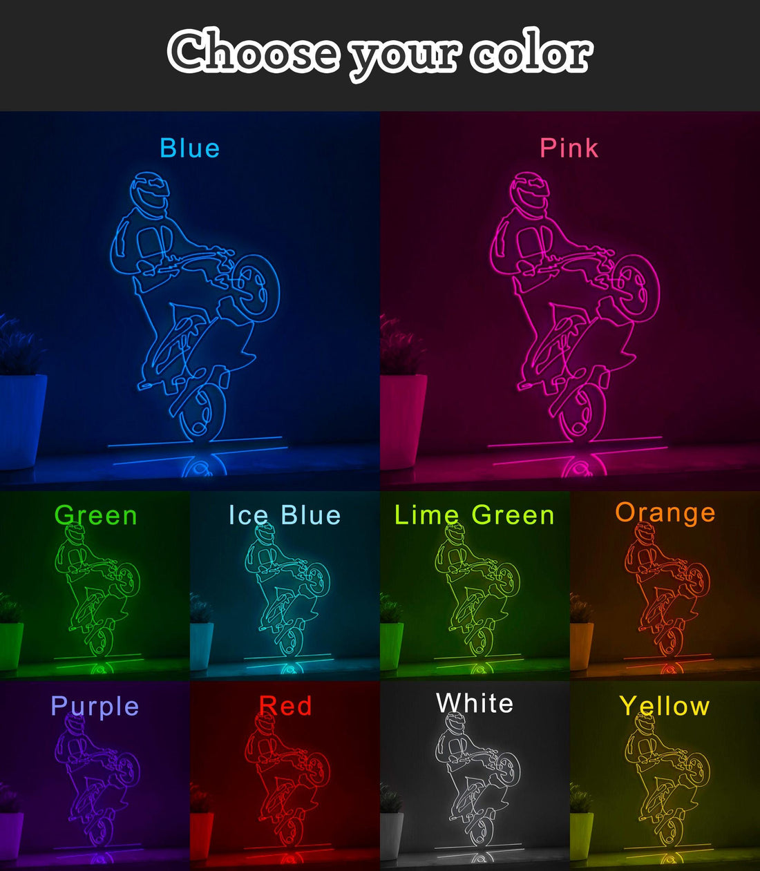 Sportsman Motorcycle Handmade EL Wire Sports Wall Art for Garage & Man Cave - myneonup
