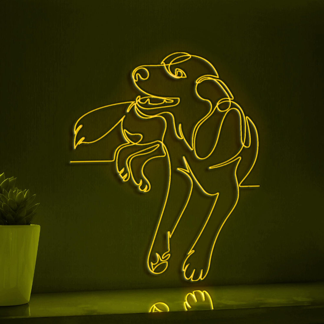 Smile Dog Handmade EL Wire Animal Wall Art for Bedroom & Home Decor - myneonup