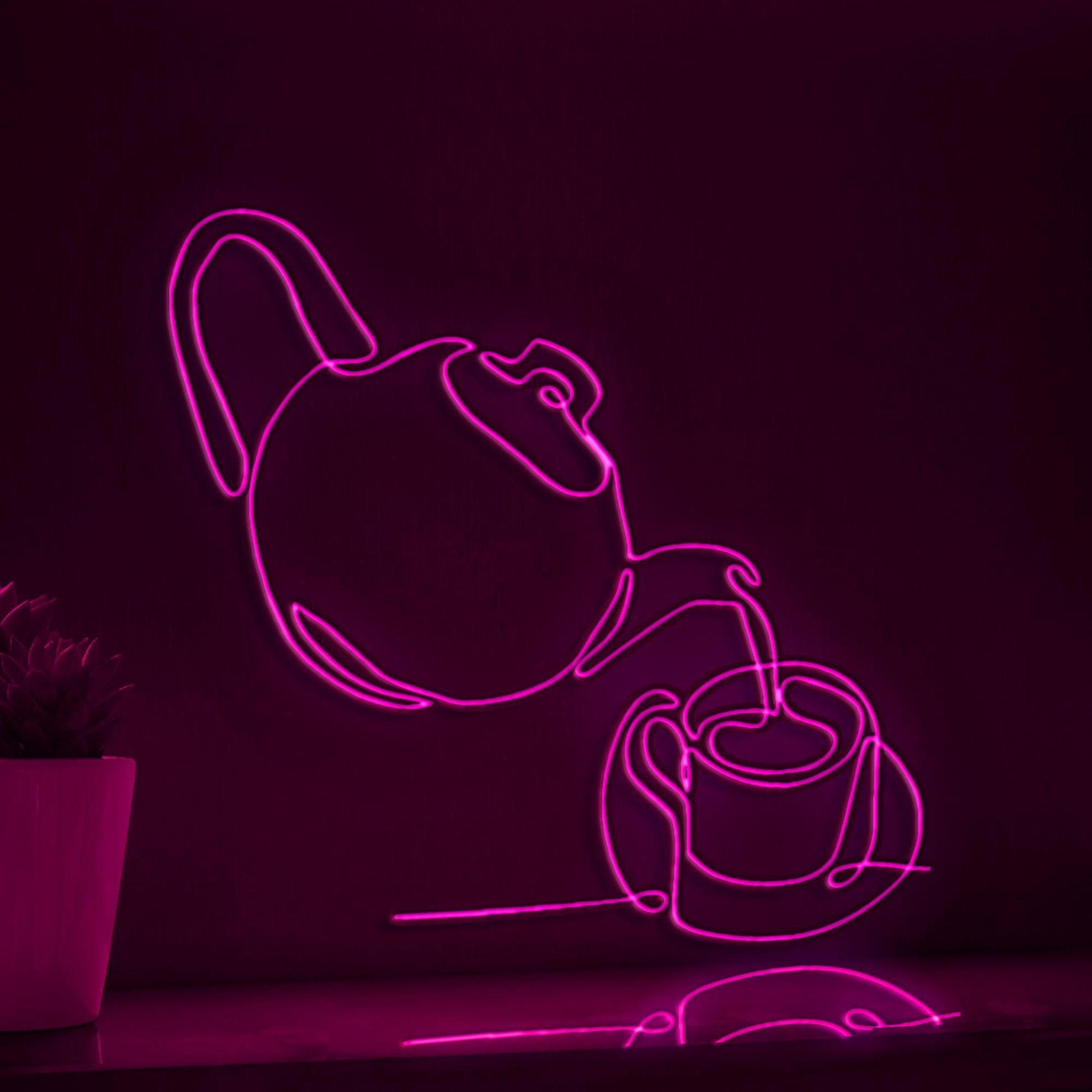 Tea Pot & Cup Handmade EL Wire Kitchen Wall Art for Home Decor - myneonup