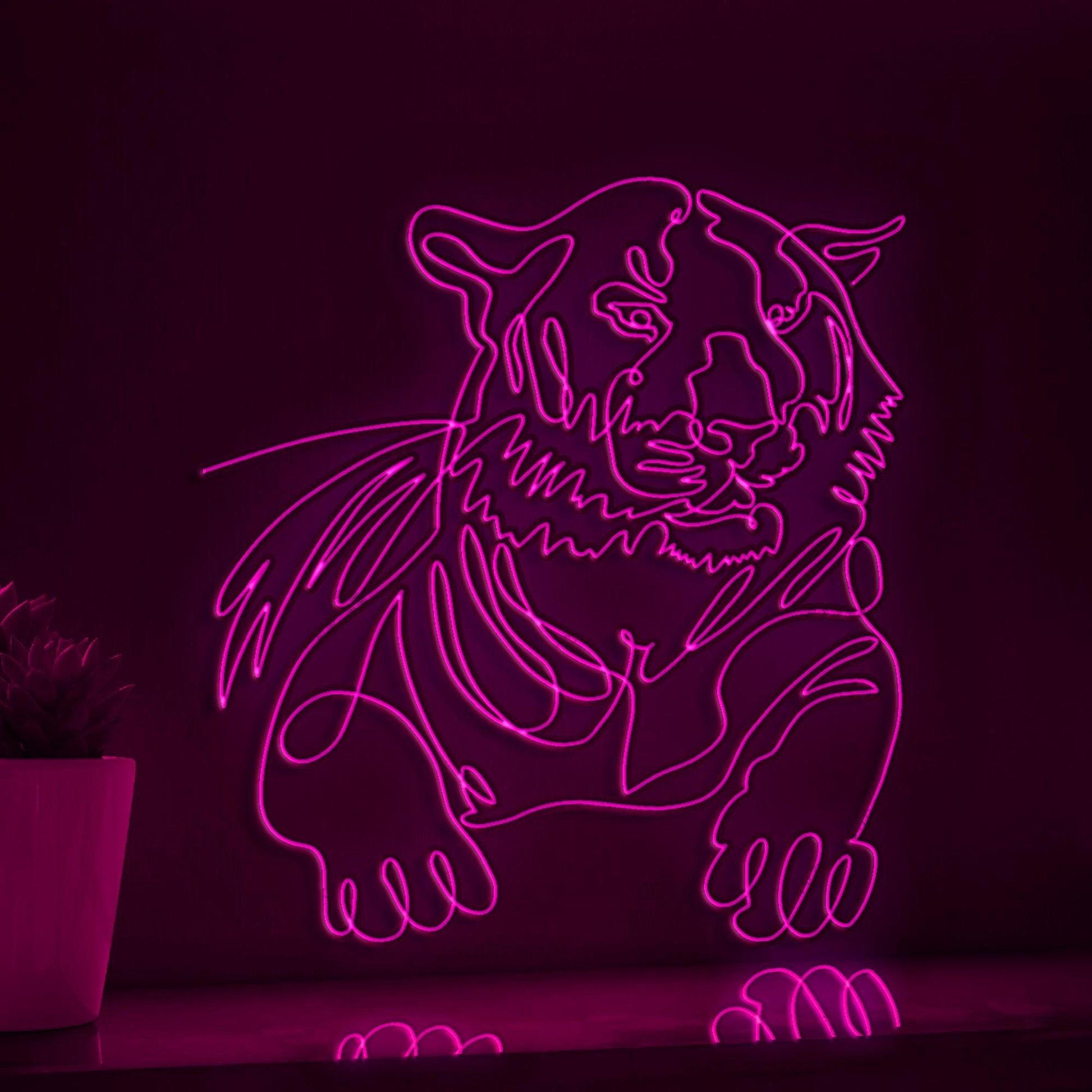 Tiger Portrait Modern Minimalist EL Wire Animal Wall Art for Home & Office - myneonup