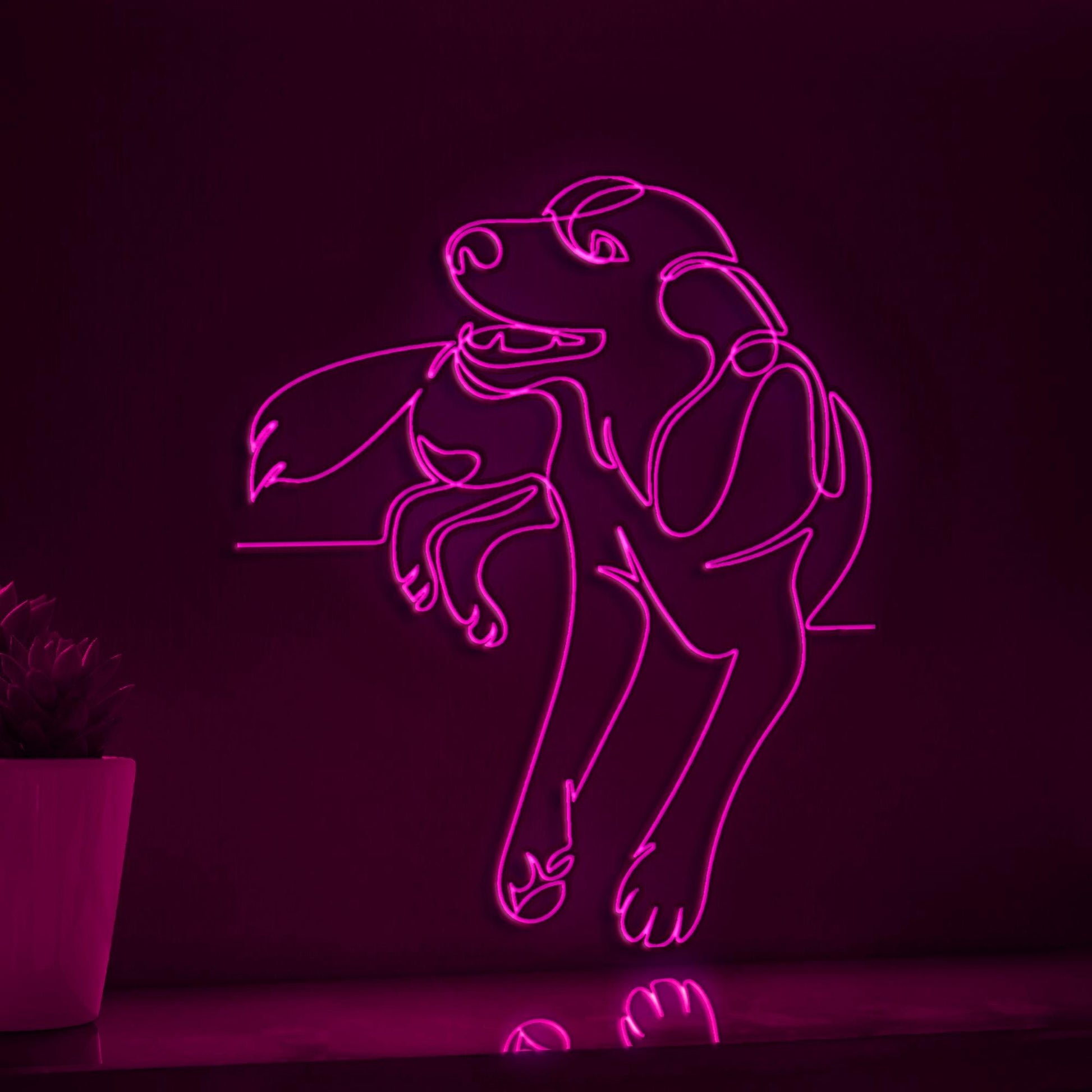 Smile Dog Handmade EL Wire Animal Wall Art for Bedroom & Home Decor - myneonup