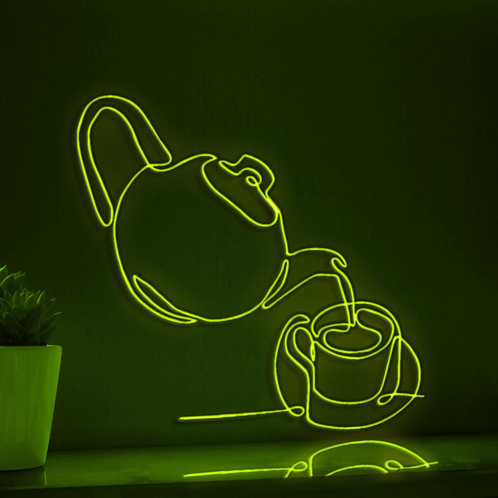 Tea Pot & Cup Handmade EL Wire Kitchen Wall Art for Home Decor - myneonup