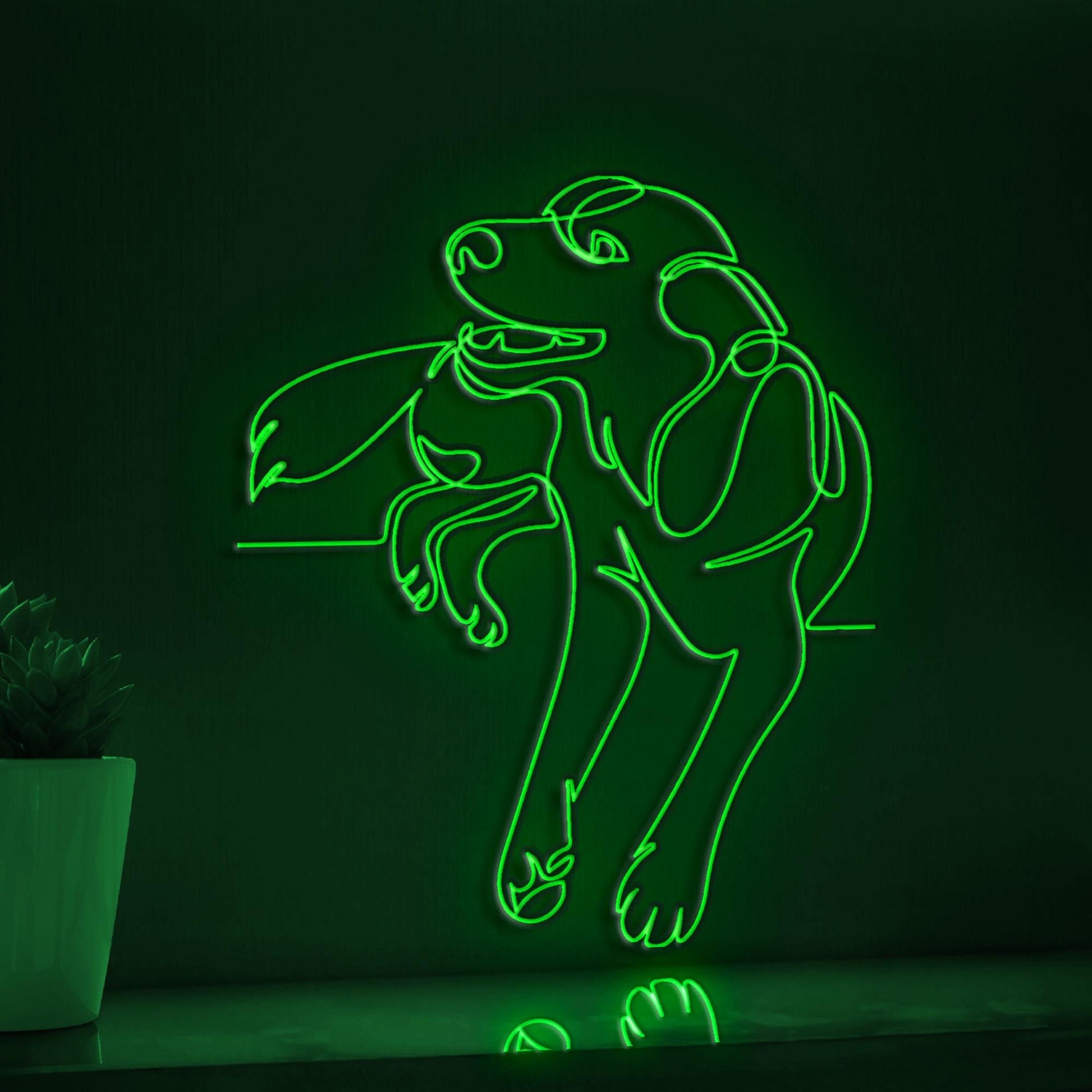 Smile Dog Handmade EL Wire Animal Wall Art for Bedroom & Home Decor - myneonup