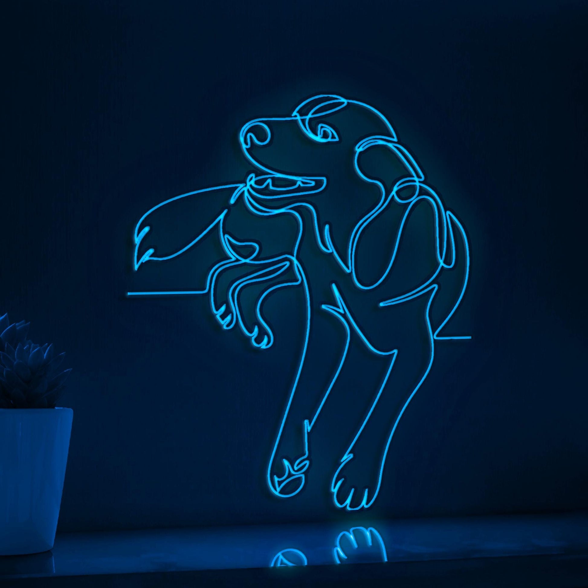 Smile Dog Handmade EL Wire Animal Wall Art for Bedroom & Home Decor - myneonup