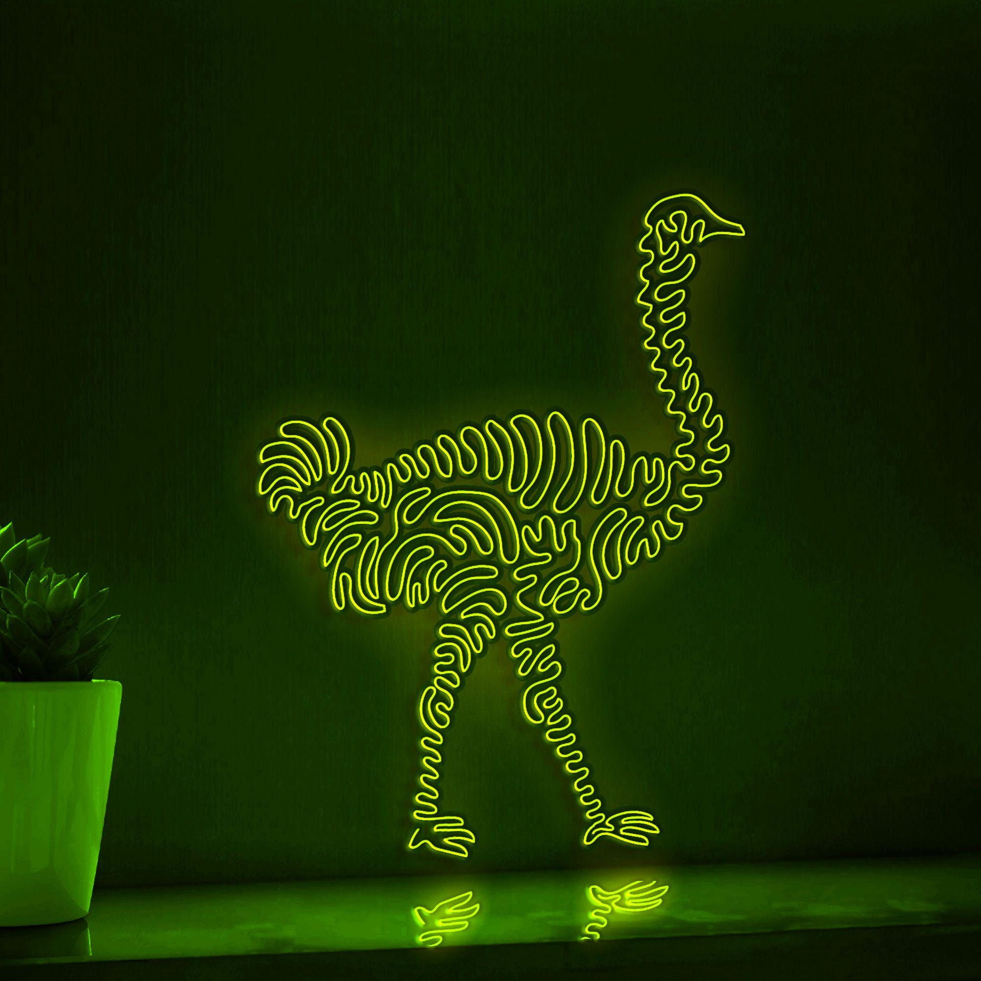 Ostrich One Line EL Wire Neon Sign - Flightless Bird Lighted Wall Art - myneonup