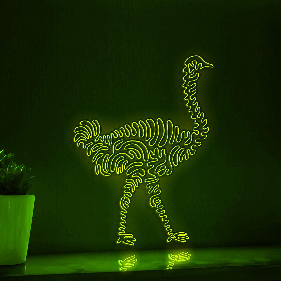 Ostrich One Line EL Wire Neon Sign - Flightless Bird Lighted Wall Art - myneonup