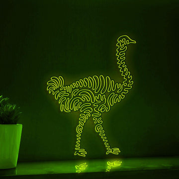 Ostrich One Line EL Wire Neon Sign - Flightless Bird Lighted Wall Art - myneonup