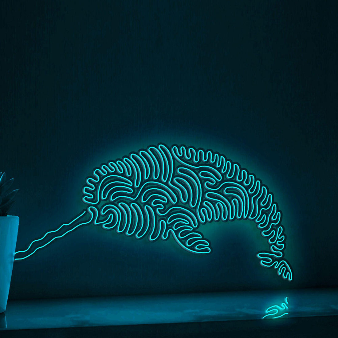 Narwhal One Line EL Wire Neon Sign - Sea Unicorn, Ideal for Nature Lovers Wall Decor - myneonup
