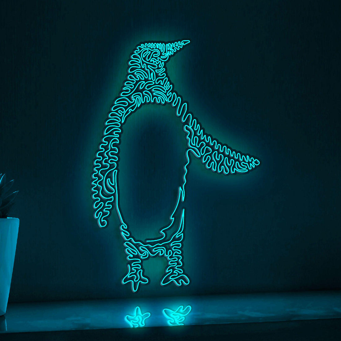 Penguin One Line EL Wire Neon Sign 2 - Flightless Bird Lighted Wall Art - myneonup