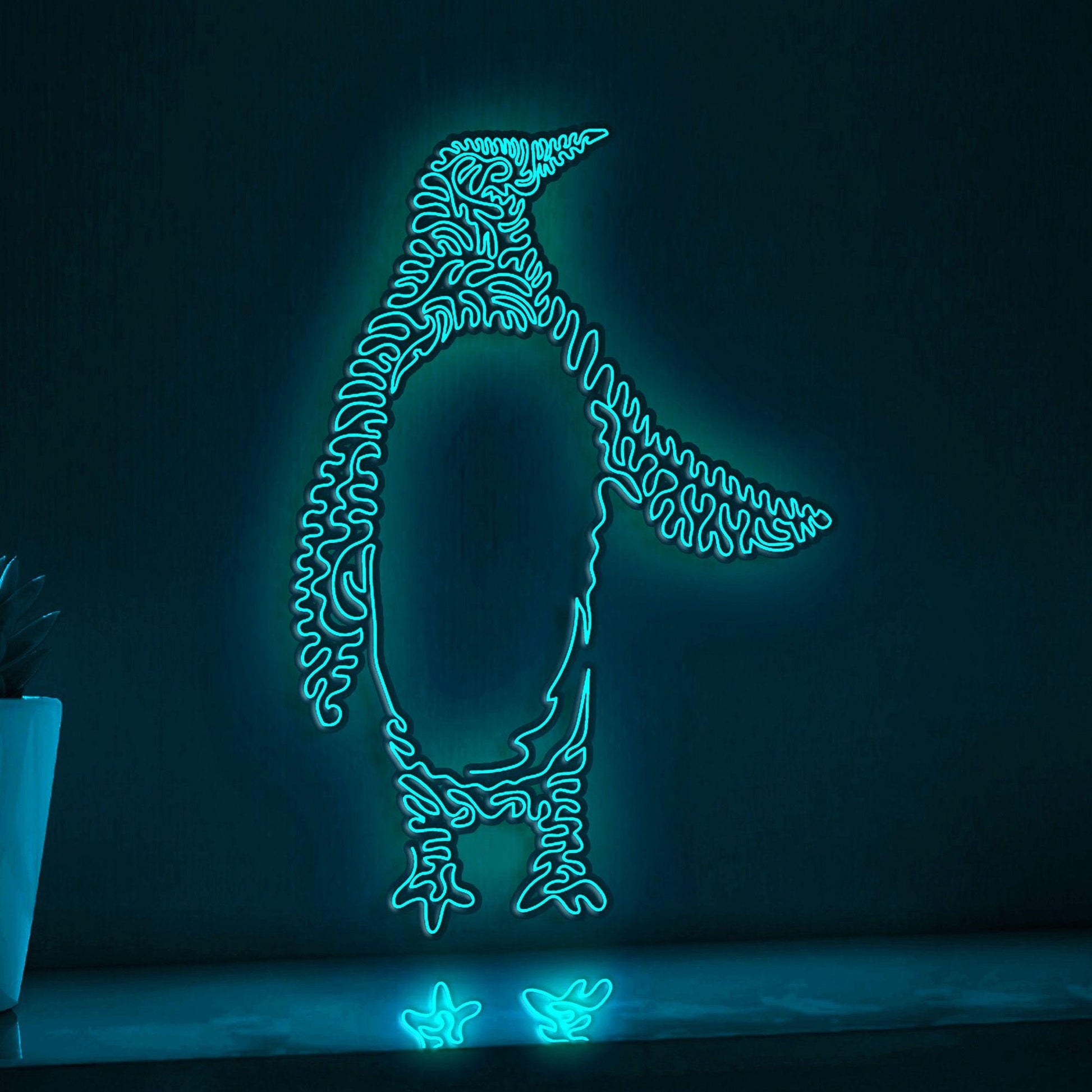 Penguin One Line EL Wire Neon Sign 2 - Flightless Bird Lighted Wall Art - myneonup