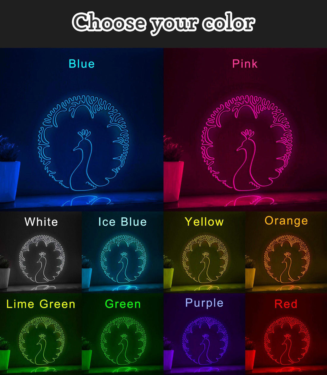 Peacock One Line EL Wire Neon Sign - Huge Tail Splendor, Ideal for Nature Lovers, Perfect for Home Decor - myneonup