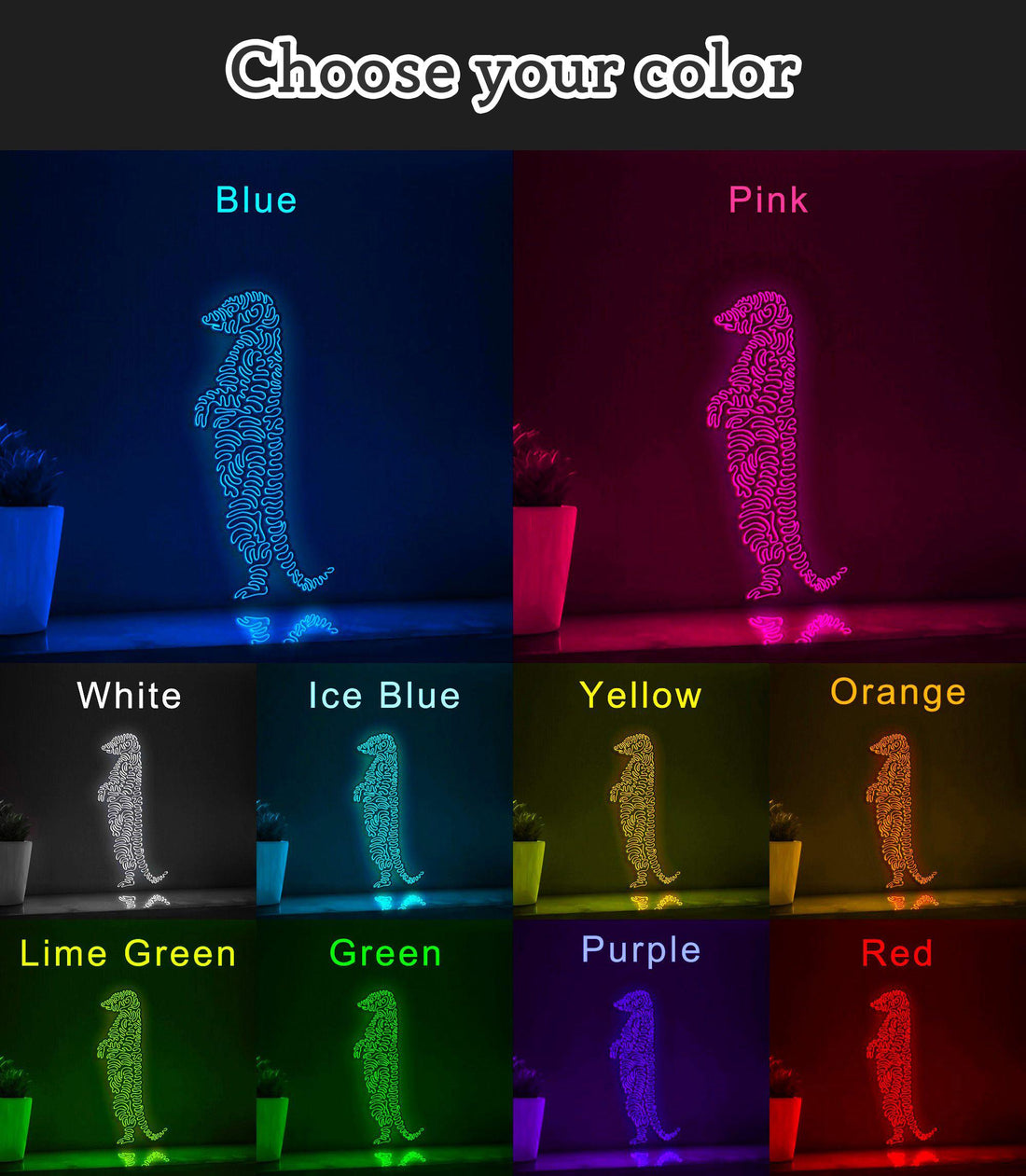 Standing Meerkat One Line EL Wire Neon Sign - Ideal for Animal & Nature Lovers Wall Decor - myneonup