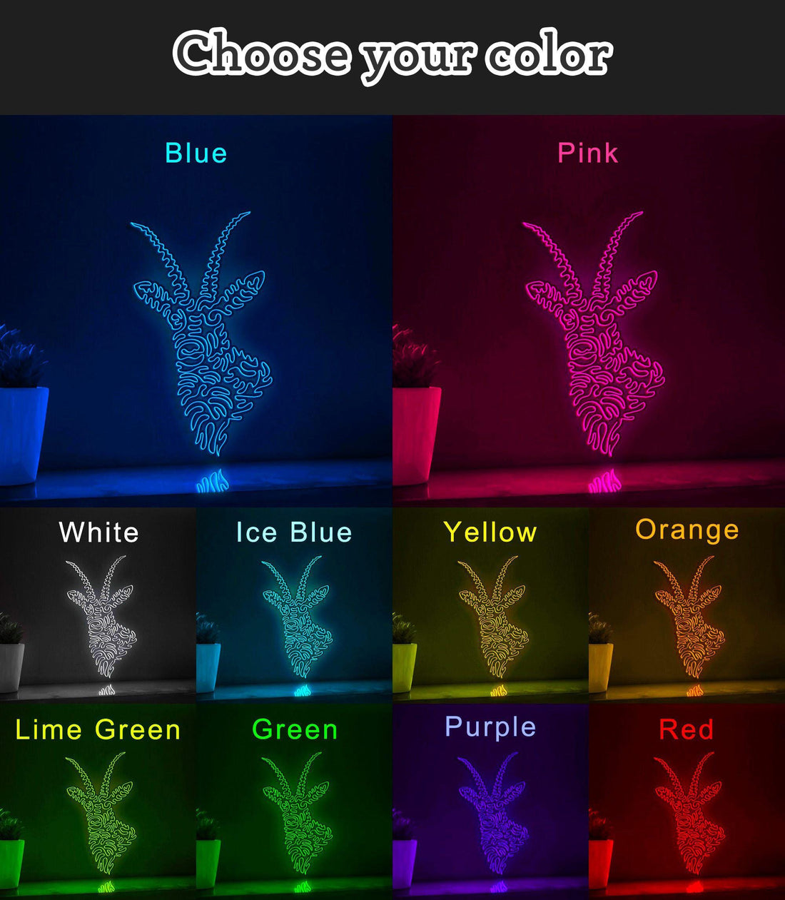 Antelope One Line EL Wire Neon Sign - Ideal for Nature Lovers, Perfect for Home Decor - myneonup
