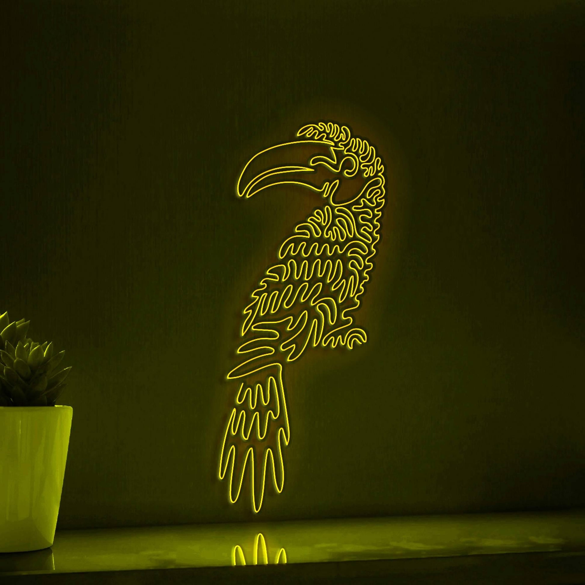 Hornbill One Line EL Wire Neon Sign - Long-Tailed Bird, Ideal for Bird & Nature Lovers Wall Decor - myneonup