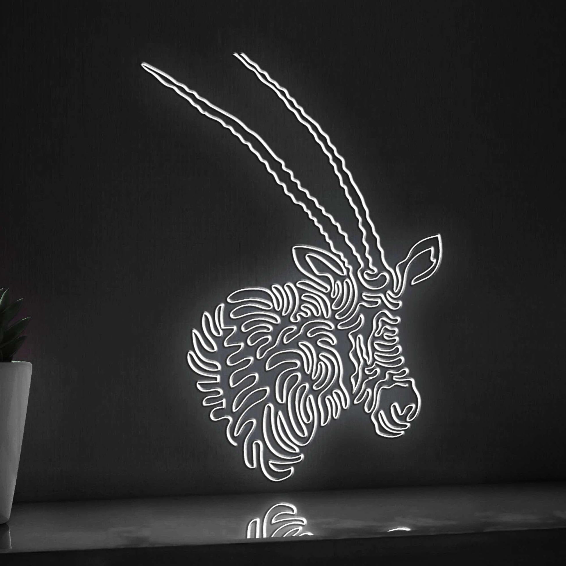 Oryx One Line EL Wire Neon Sign 1 - Abstract Art for Animal Lovers Wall Deocr - myneonup
