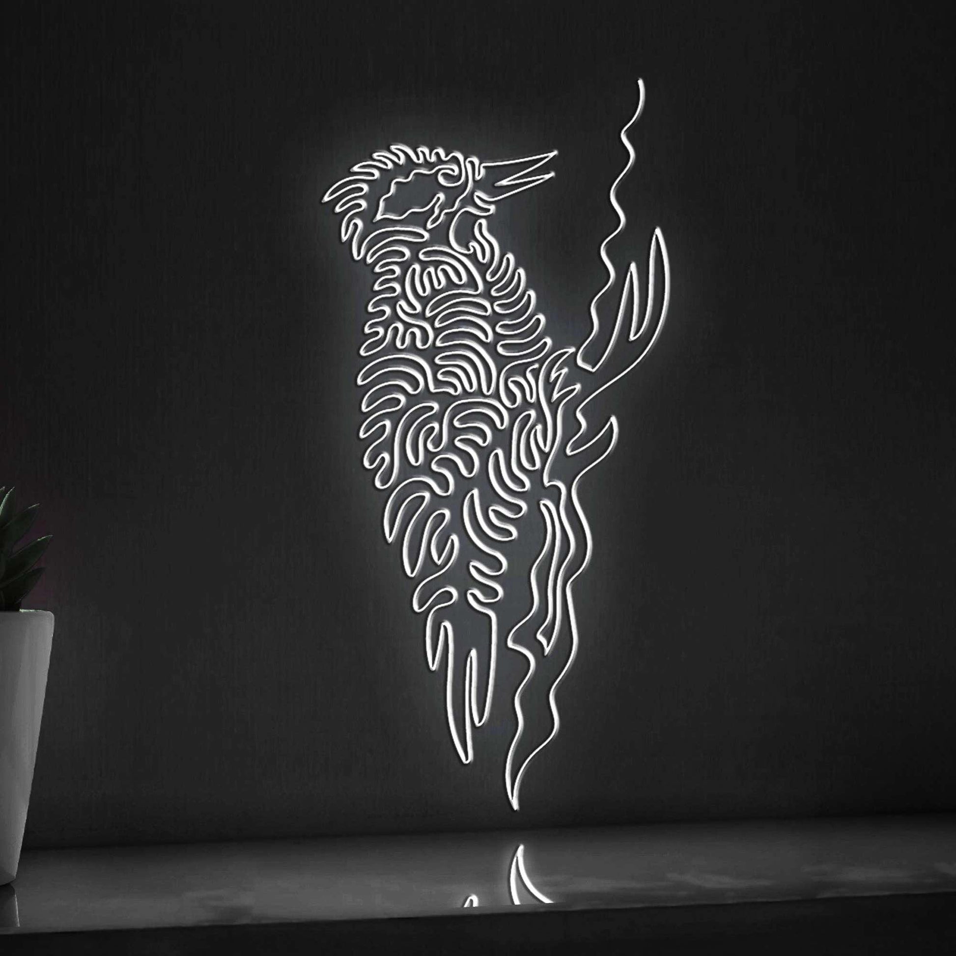 Woodpecker One Line EL Wire Neon Sign - Ideal for Bird & Nature Lovers Wall Decor - myneonup