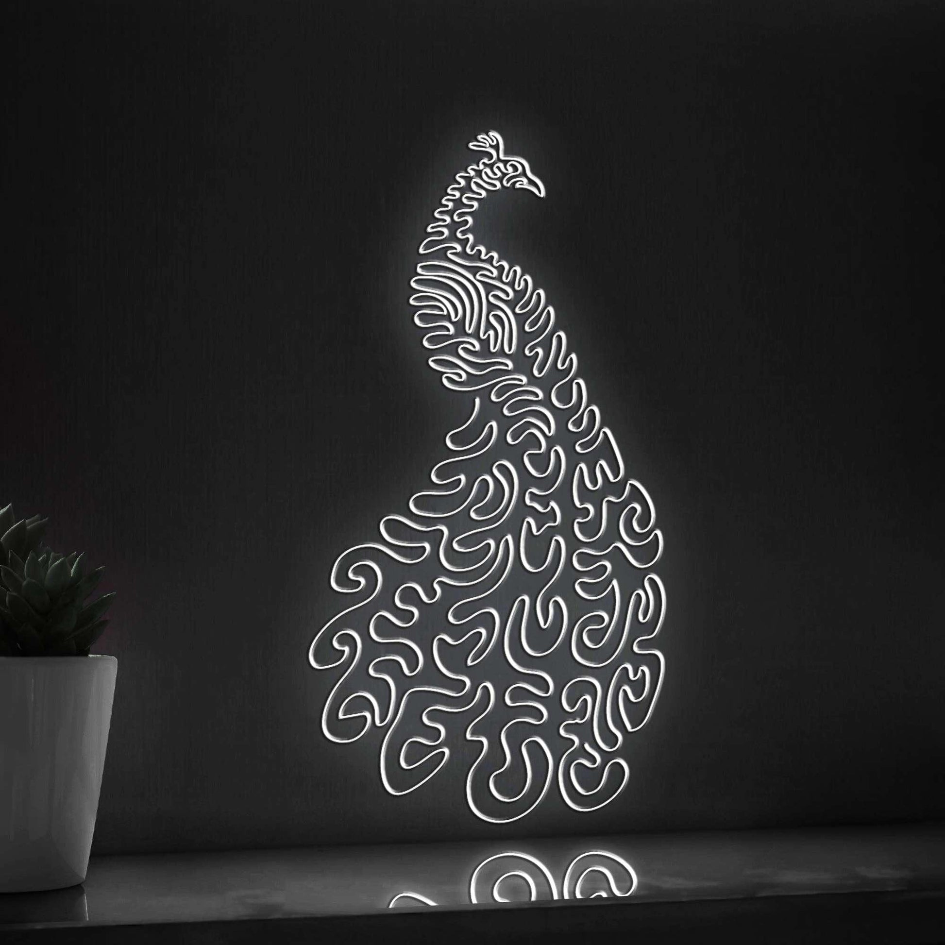 Peacock One Line EL Wire Neon Sign - Abstract Art for Boho, Wedding & Home Decor - myneonup