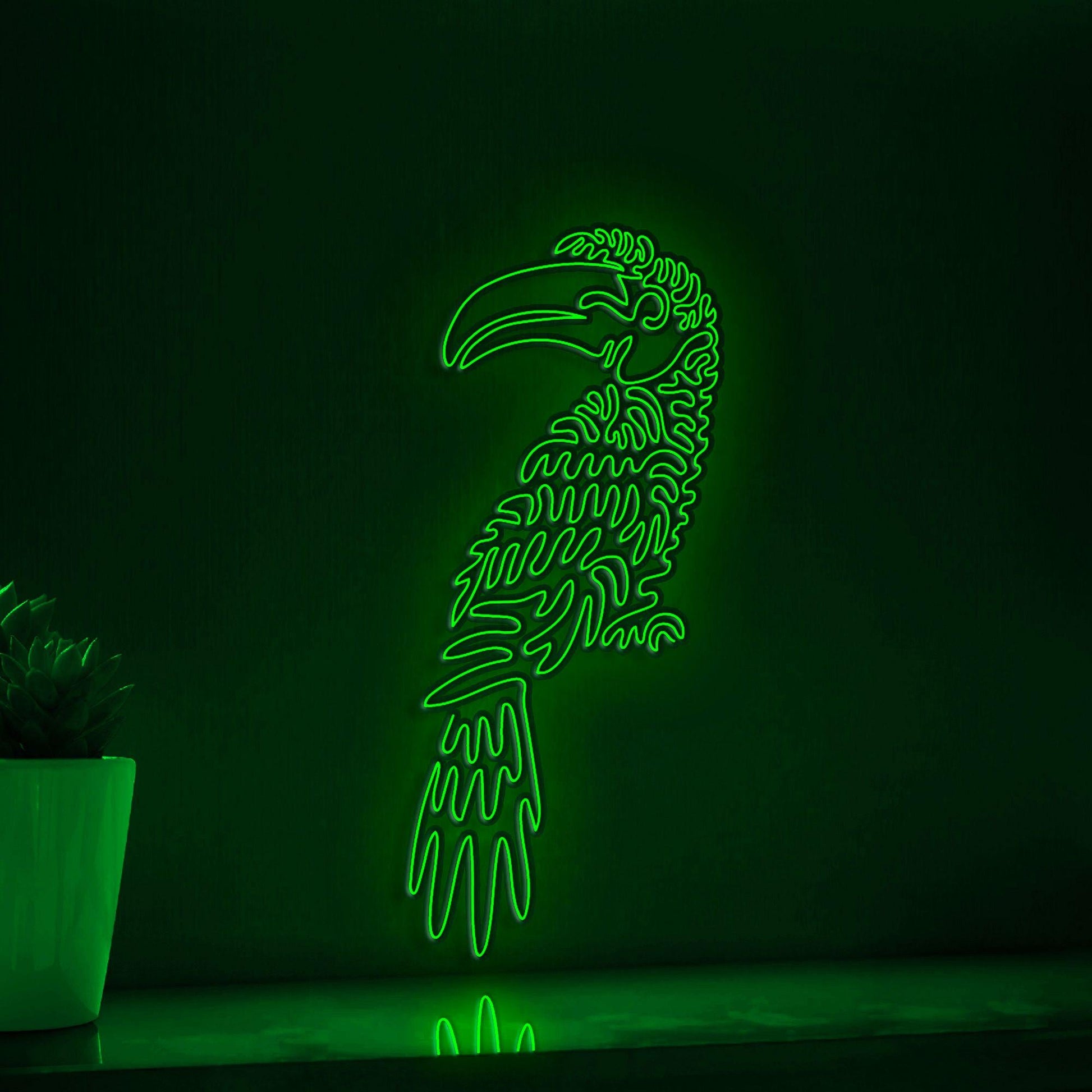 Hornbill One Line EL Wire Neon Sign - Long-Tailed Bird, Ideal for Bird & Nature Lovers Wall Decor - myneonup