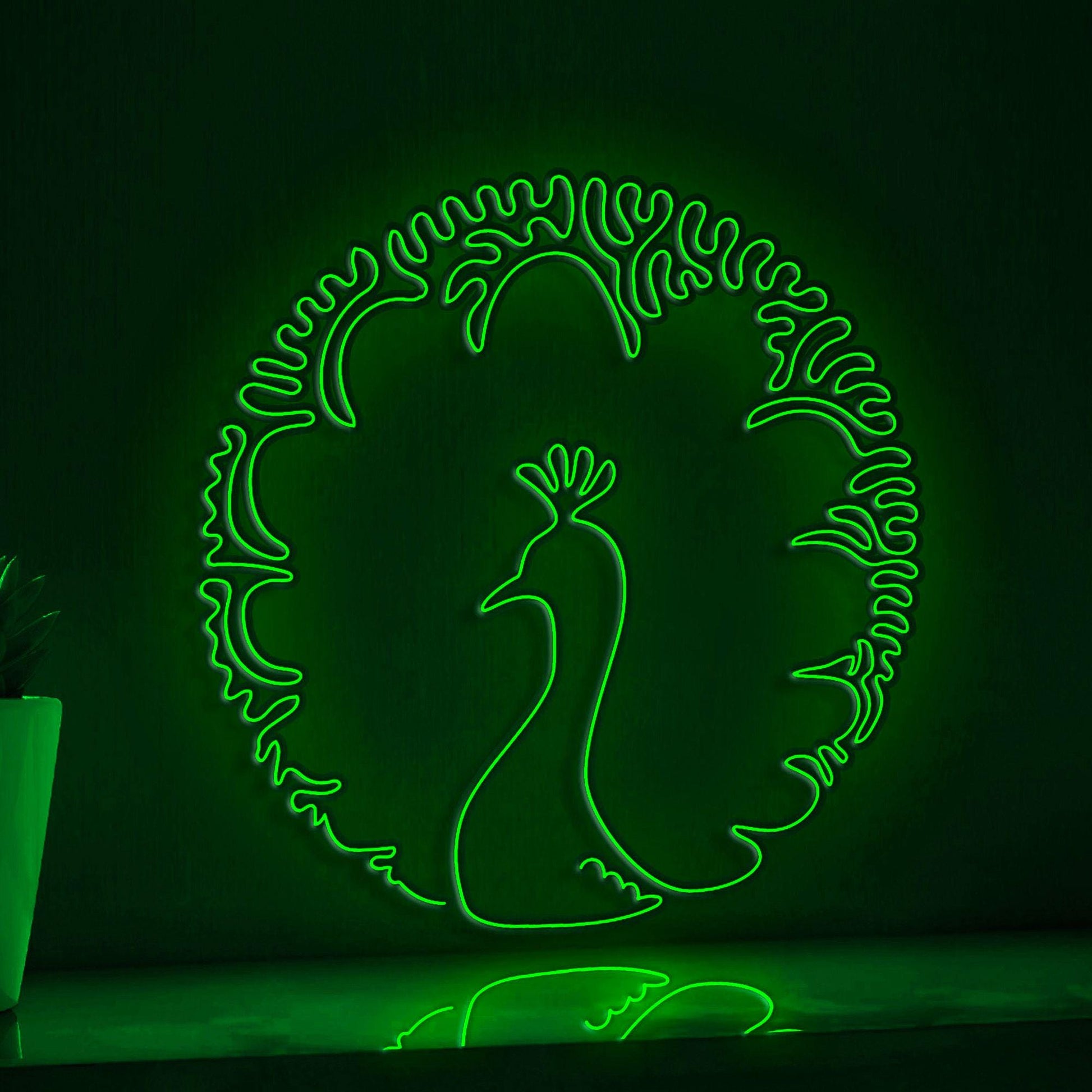 Peacock One Line EL Wire Neon Sign - Huge Tail Splendor, Ideal for Nature Lovers, Perfect for Home Decor - myneonup