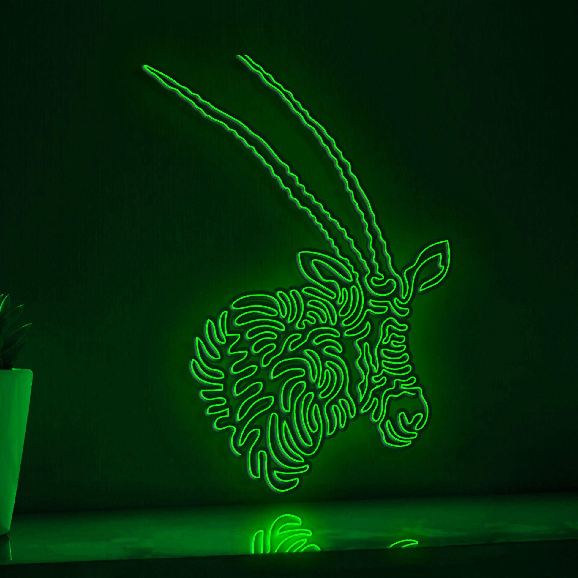 Oryx One Line EL Wire Neon Sign 1 - Abstract Art for Animal Lovers Wall Deocr - myneonup