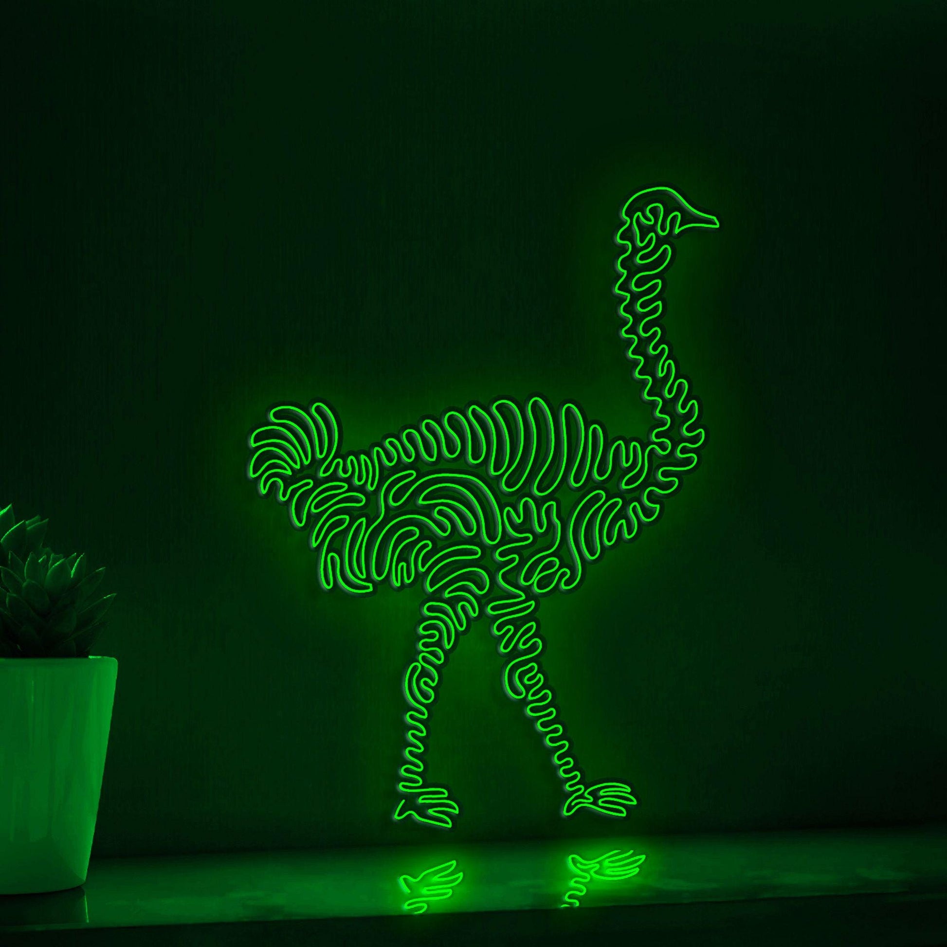 Ostrich One Line EL Wire Neon Sign - Flightless Bird Lighted Wall Art - myneonup
