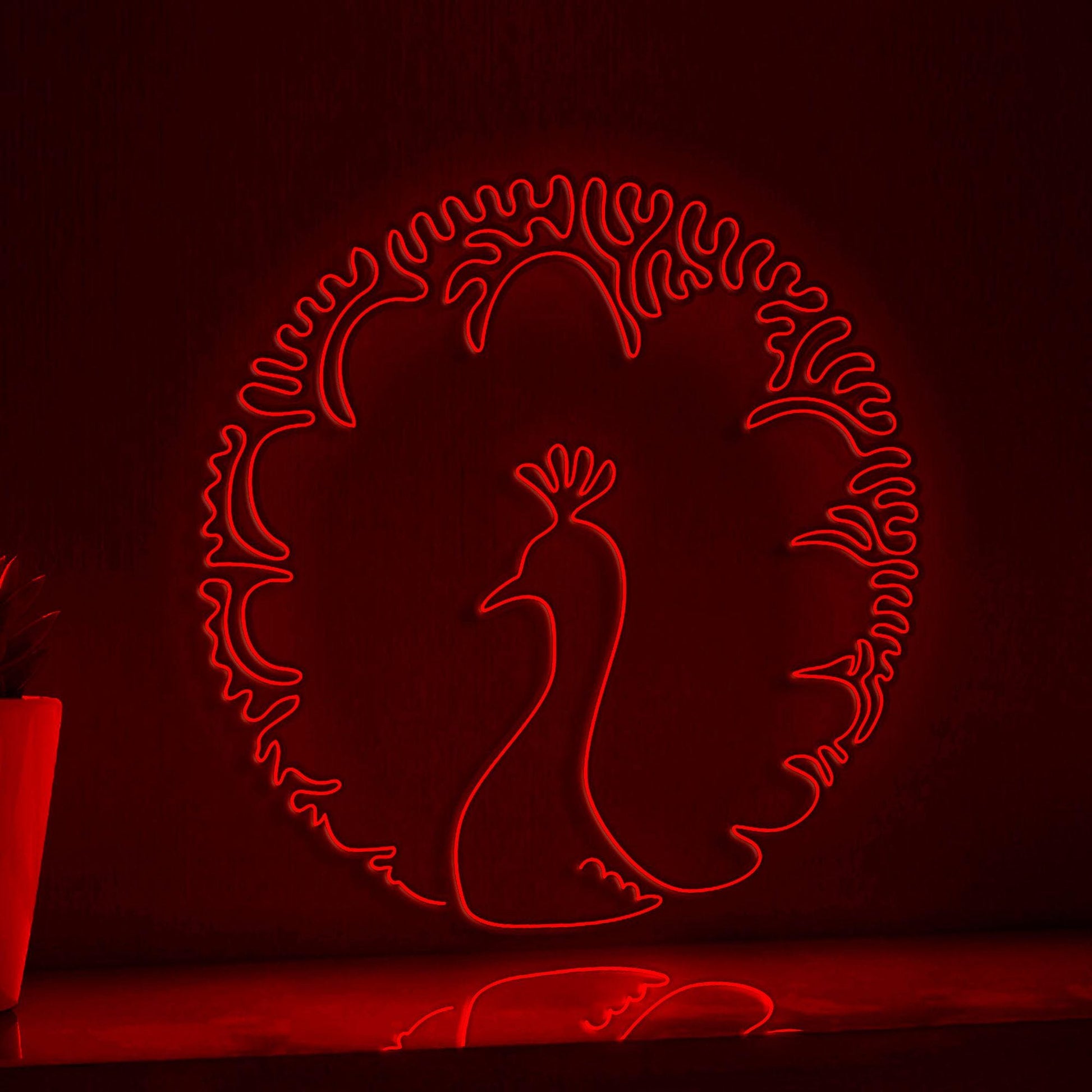 Peacock One Line EL Wire Neon Sign - Huge Tail Splendor, Ideal for Nature Lovers, Perfect for Home Decor - myneonup