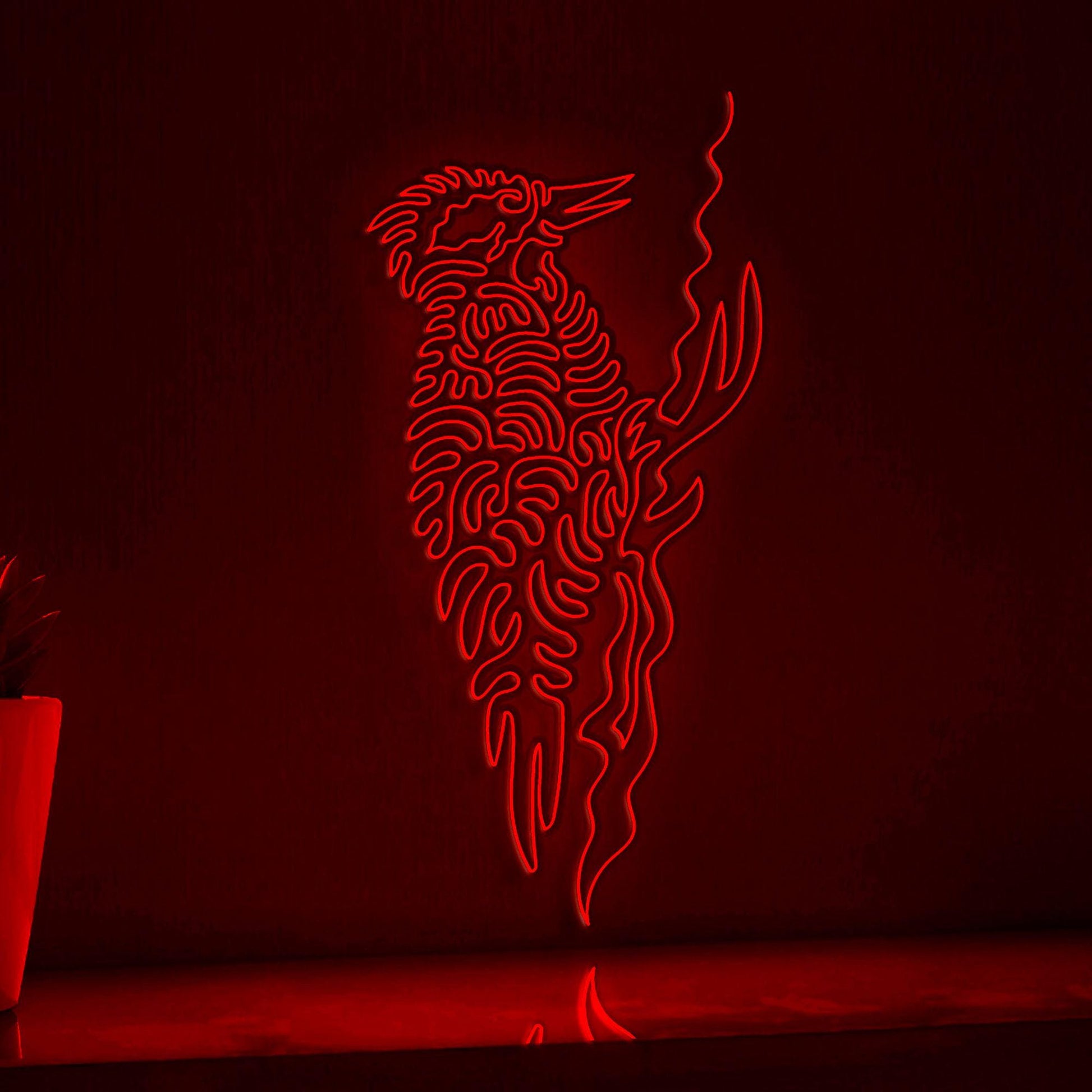 Woodpecker One Line EL Wire Neon Sign - Ideal for Bird & Nature Lovers Wall Decor - myneonup