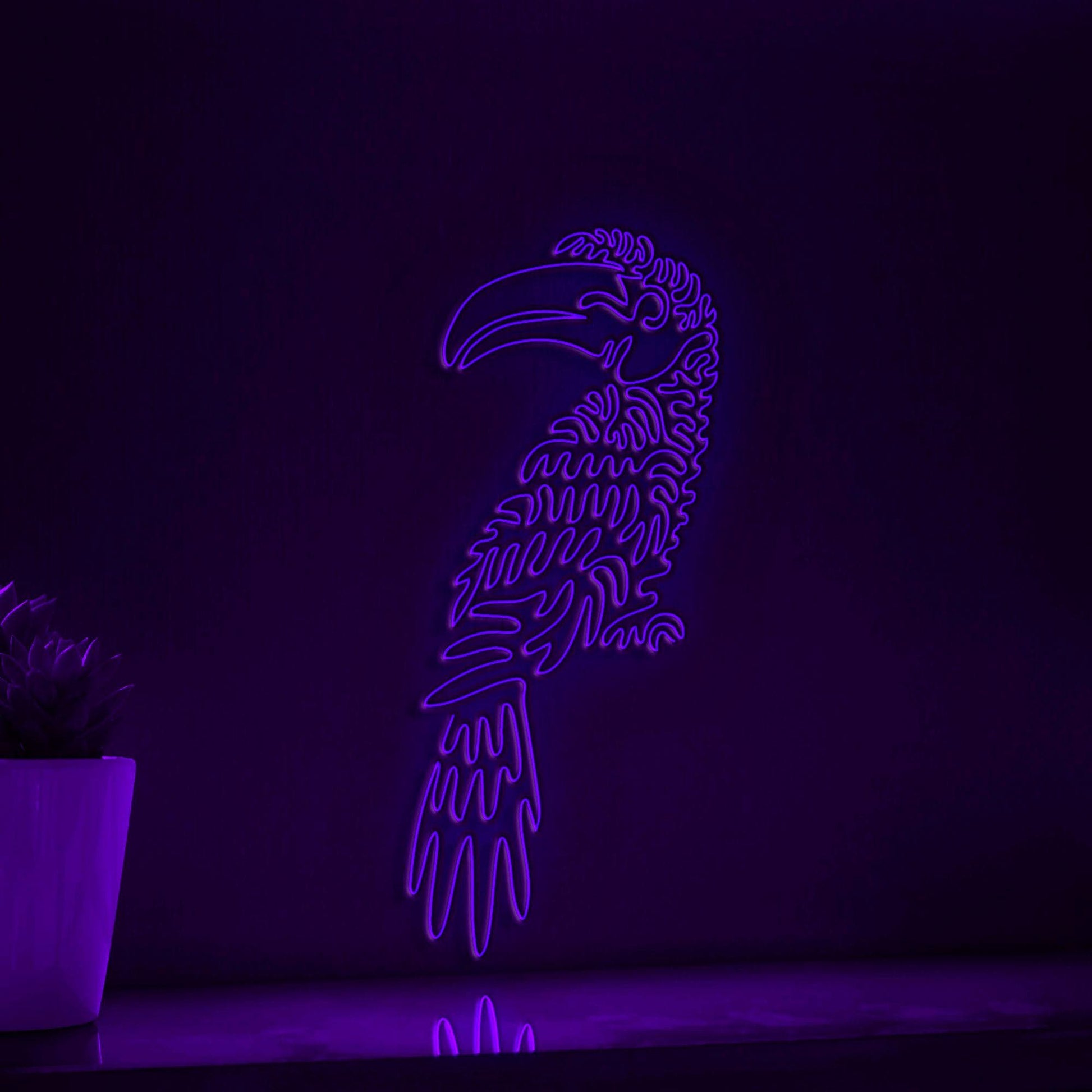 Hornbill One Line EL Wire Neon Sign - Long-Tailed Bird, Ideal for Bird & Nature Lovers Wall Decor - myneonup
