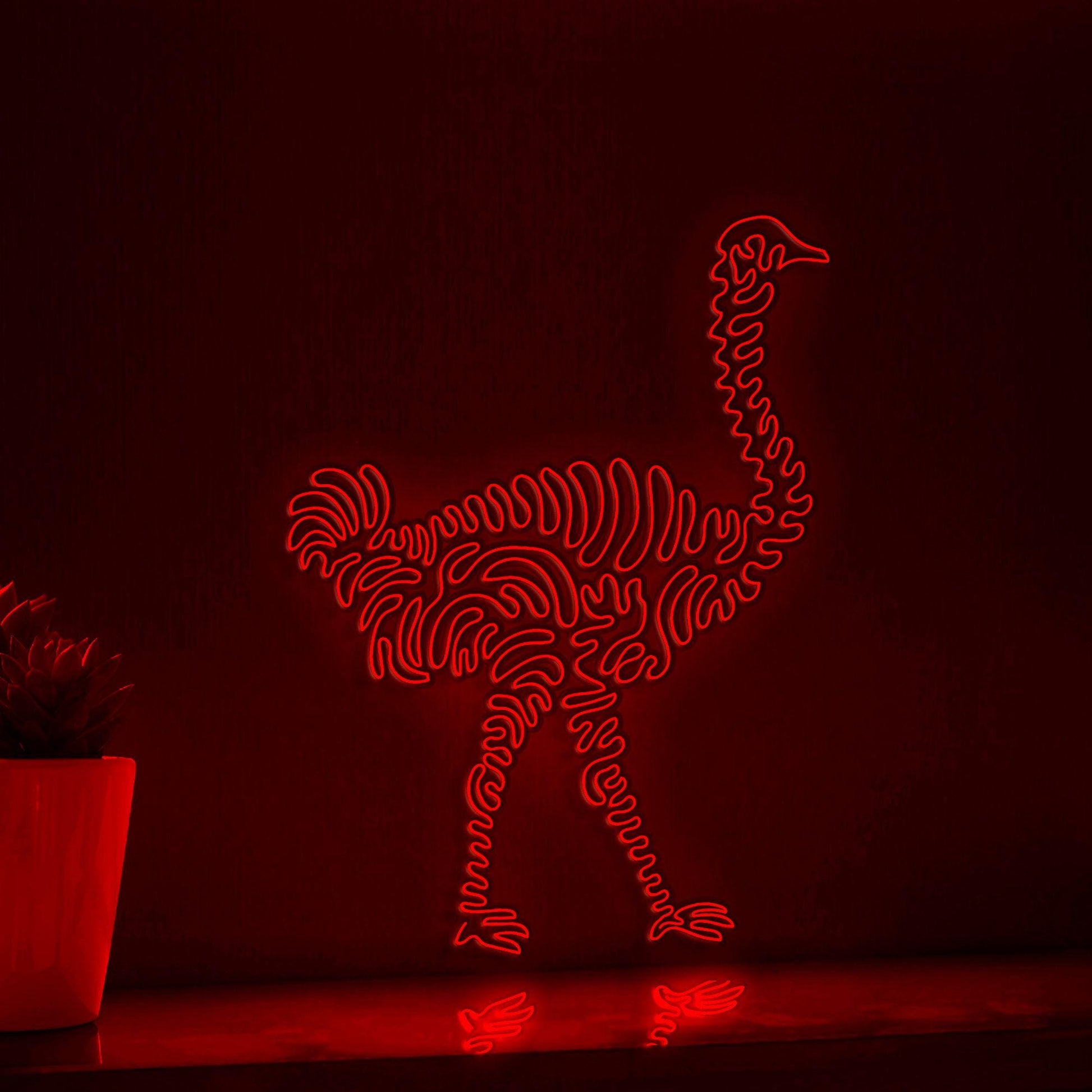 Ostrich One Line EL Wire Neon Sign - Flightless Bird Lighted Wall Art - myneonup