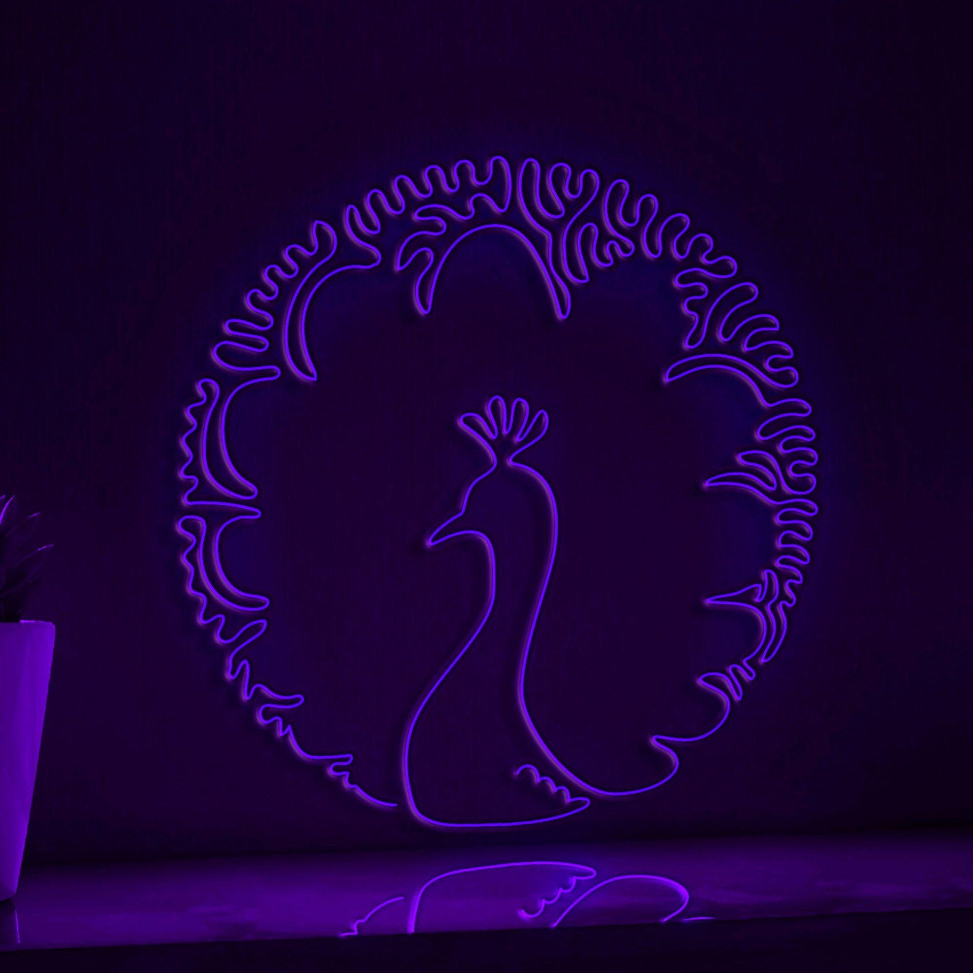 Peacock One Line EL Wire Neon Sign - Huge Tail Splendor, Ideal for Nature Lovers, Perfect for Home Decor - myneonup
