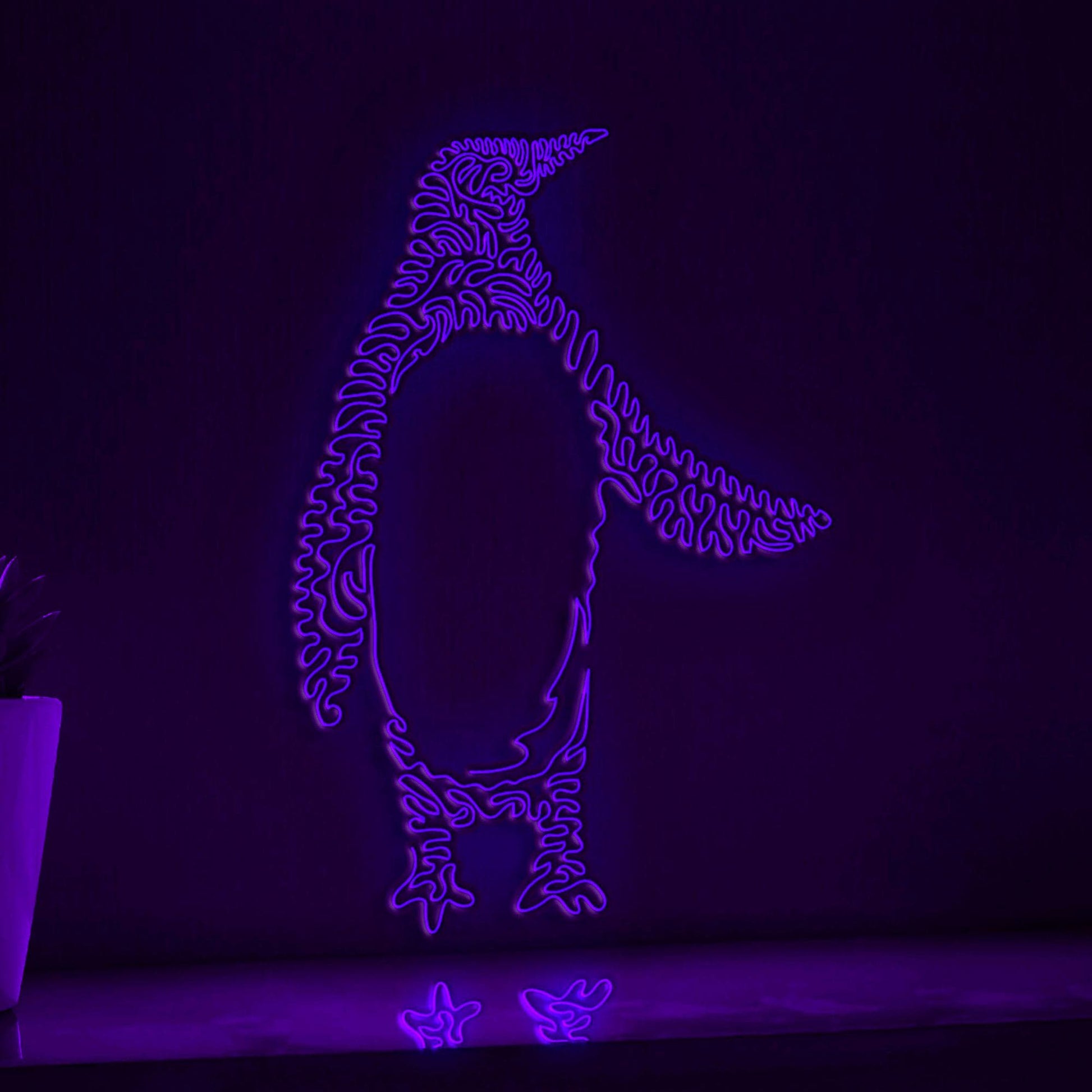 Penguin One Line EL Wire Neon Sign 2 - Flightless Bird Lighted Wall Art - myneonup