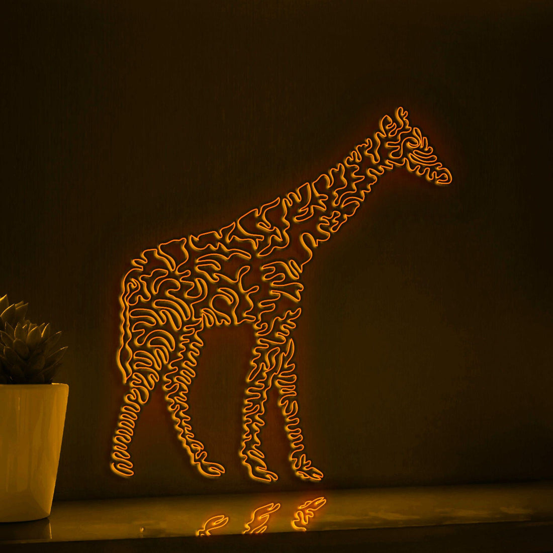 Giraffe One Line EL Wire Neon Sign - Tallest Mammal Lihght Art, Ideal for Boho Room Decor, Animal Lovers - myneonup
