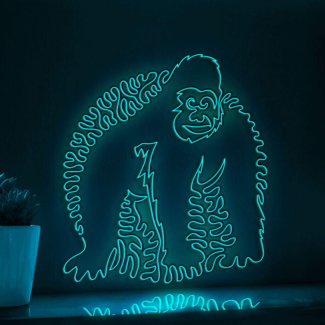 Gorilla One Line EL Wire Neon Sign - Wild Ape Wall Art - myneonup