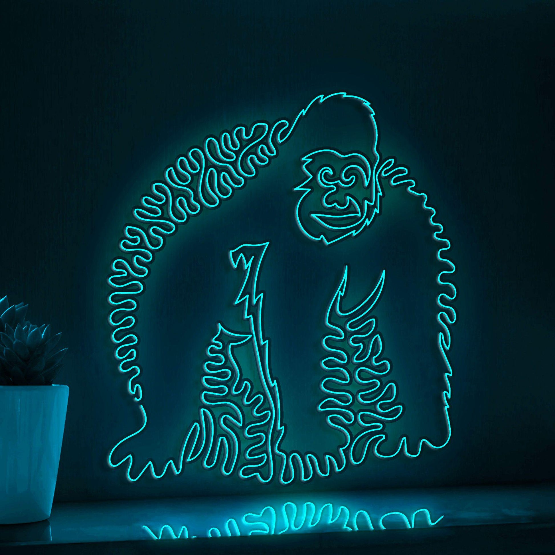 Gorilla One Line EL Wire Neon Sign - Wild Ape Wall Art - myneonup