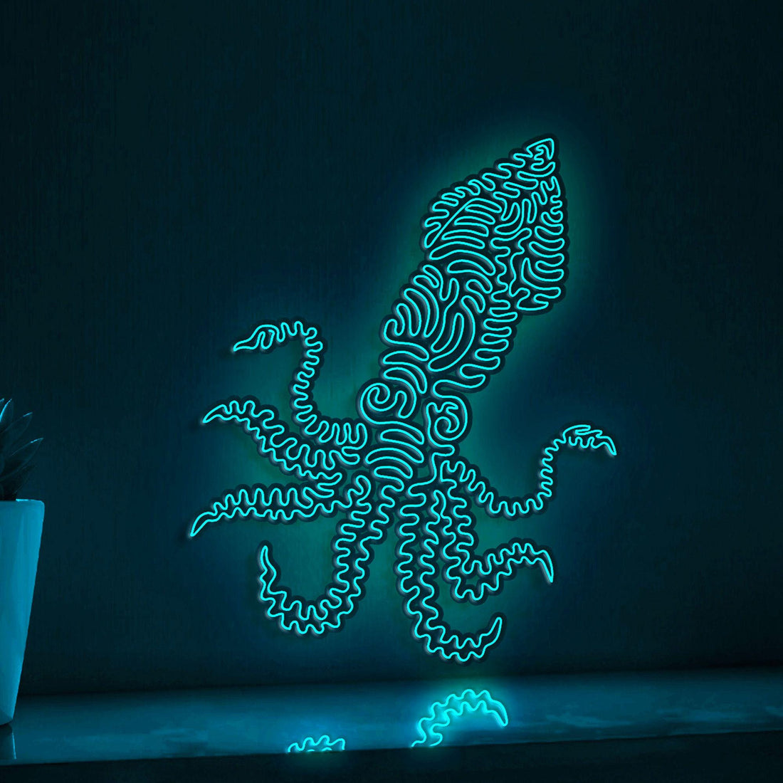 Squid One Line EL Wire Neon Sign - Sea Creature Wall Decor - myneonup