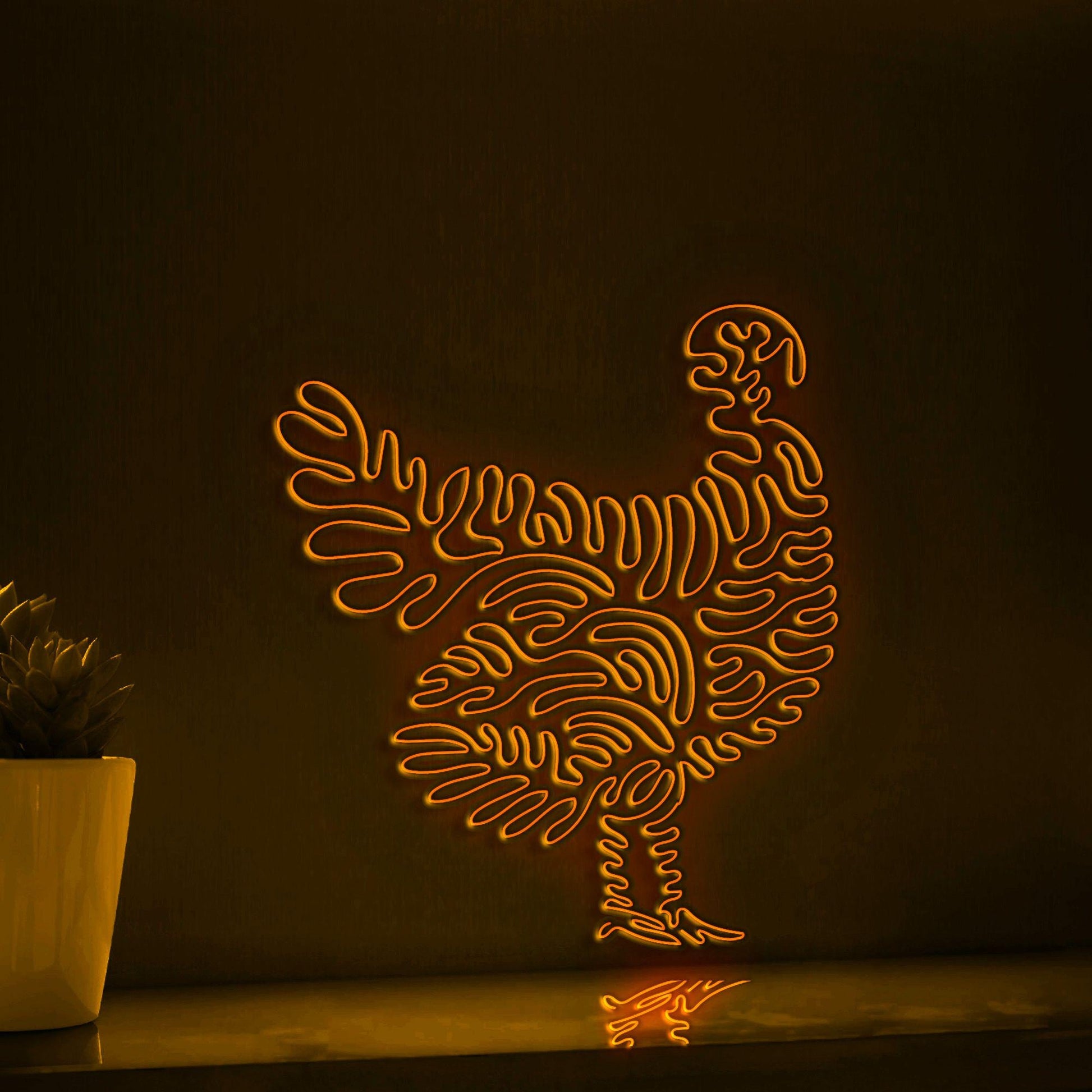 Turkey One Line EL Wire Neon Sign - Perfect for Thanksgiving Decor and Modern Homes - myneonup