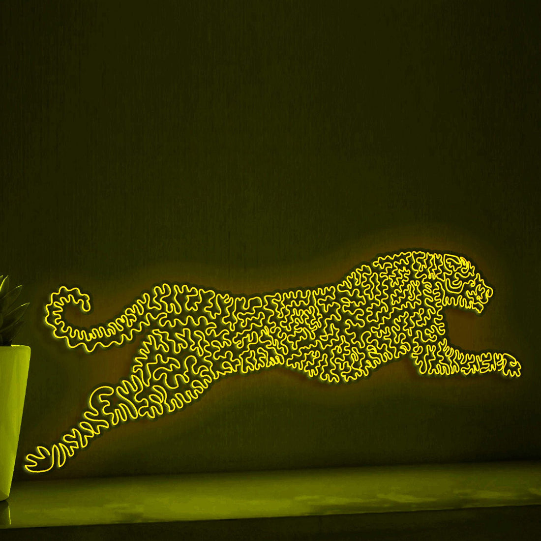 Cheetah One Line EL Wire Neon Sign - Fastest Mammal Art, Ideal for Safari Lovers, Perfect for Wall Decor - myneonup