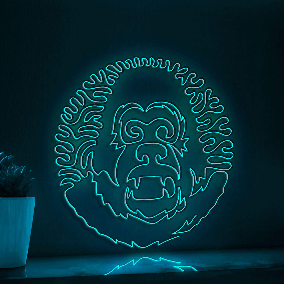 Gorilla One Line EL Wire Neon Sign - Stocky Ape Wall Art - myneonup