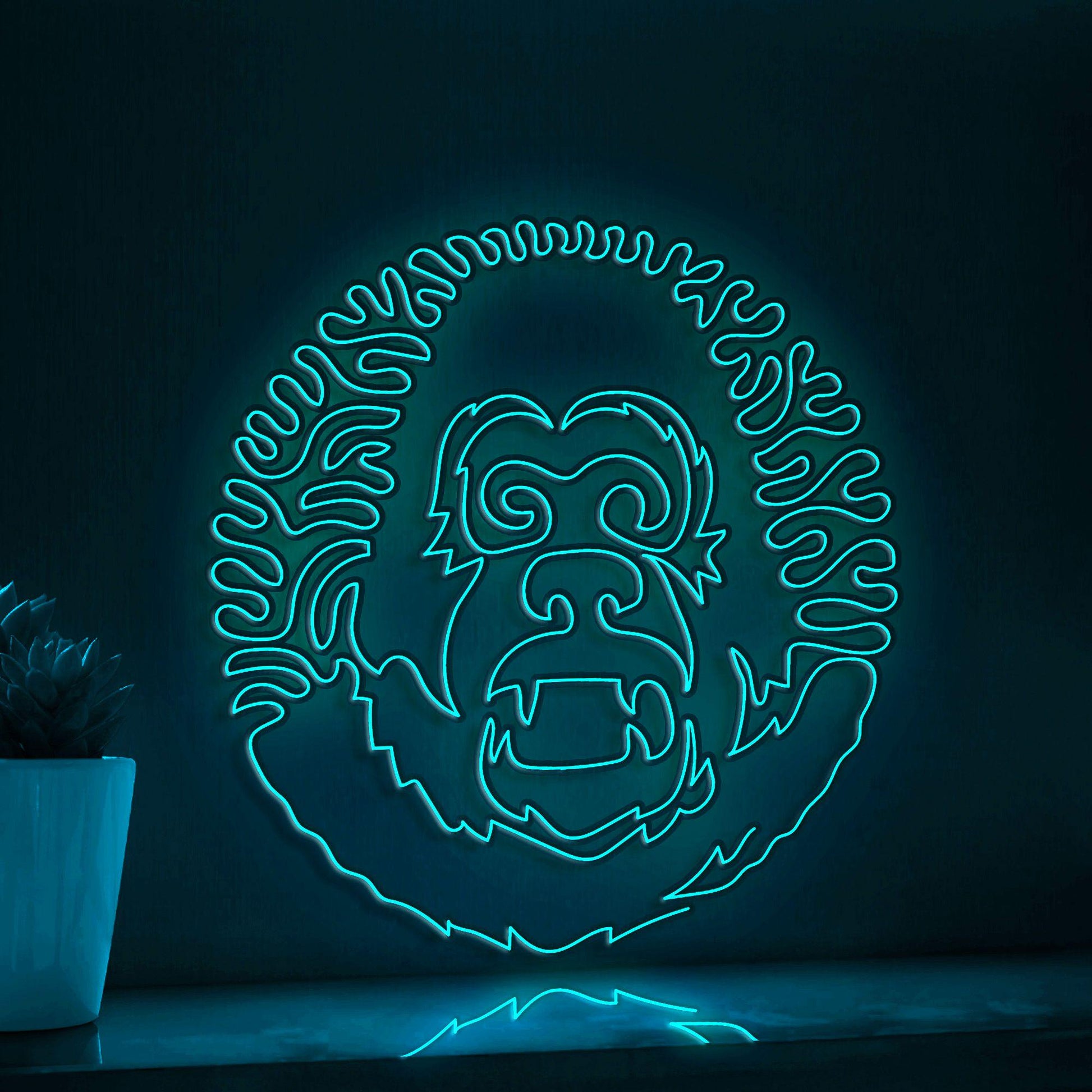 Gorilla One Line EL Wire Neon Sign - Stocky Ape Wall Art - myneonup