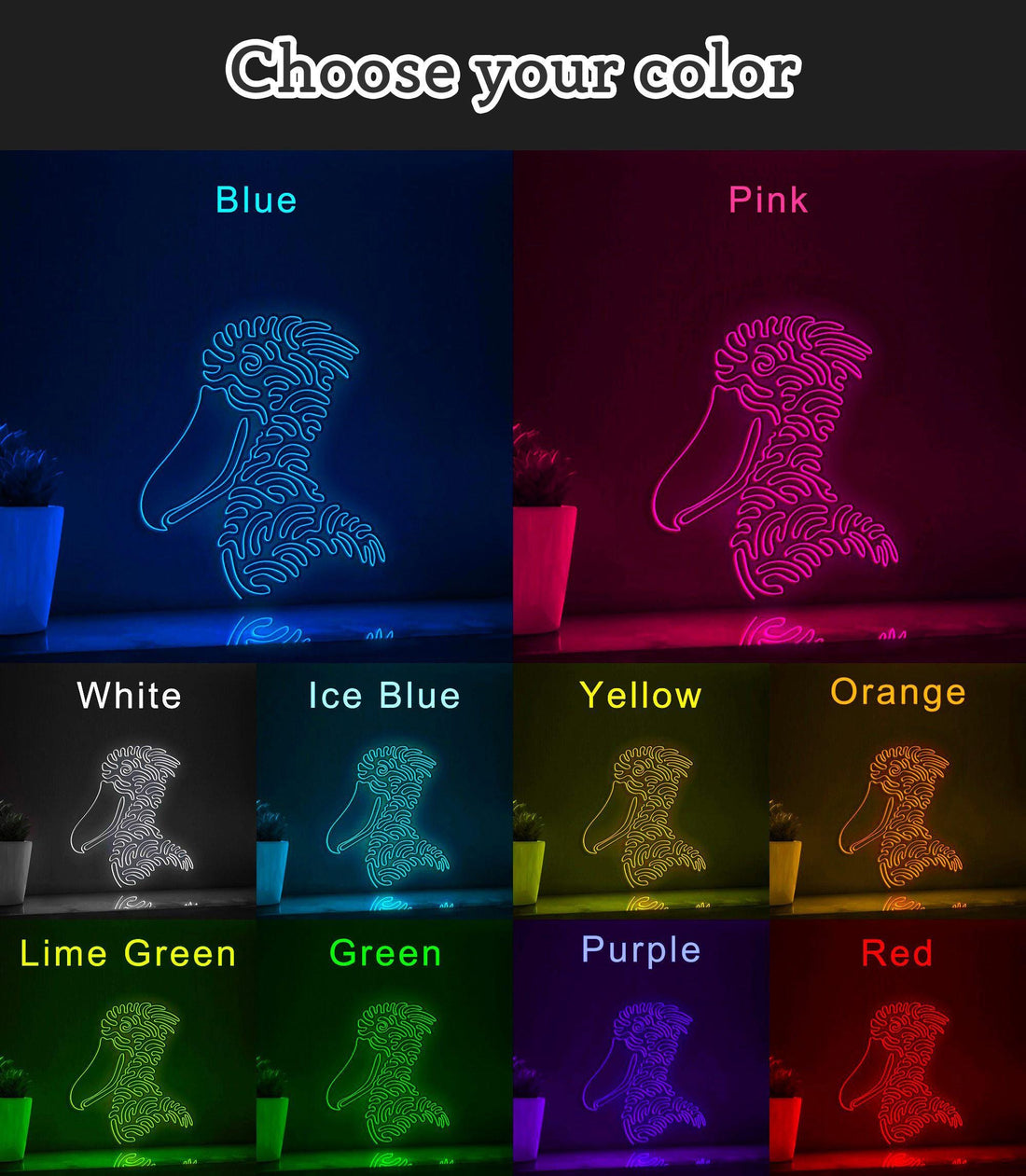 Shoebill One Line EL Wire Neon Sign - Lighted Bird Wall Art - myneonup