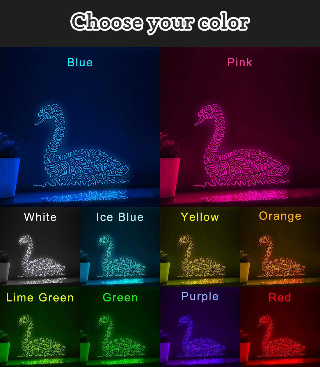 Swan One Line EL Wire Neon Sign - Swimming Bird Decor - myneonup
