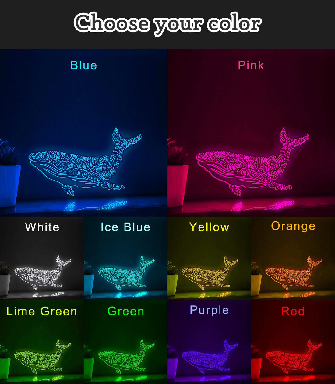 Whale One Line EL Wire Neon Sign - Ideal for Ocean Lovers, Perfect as Wall Decor - myneonup