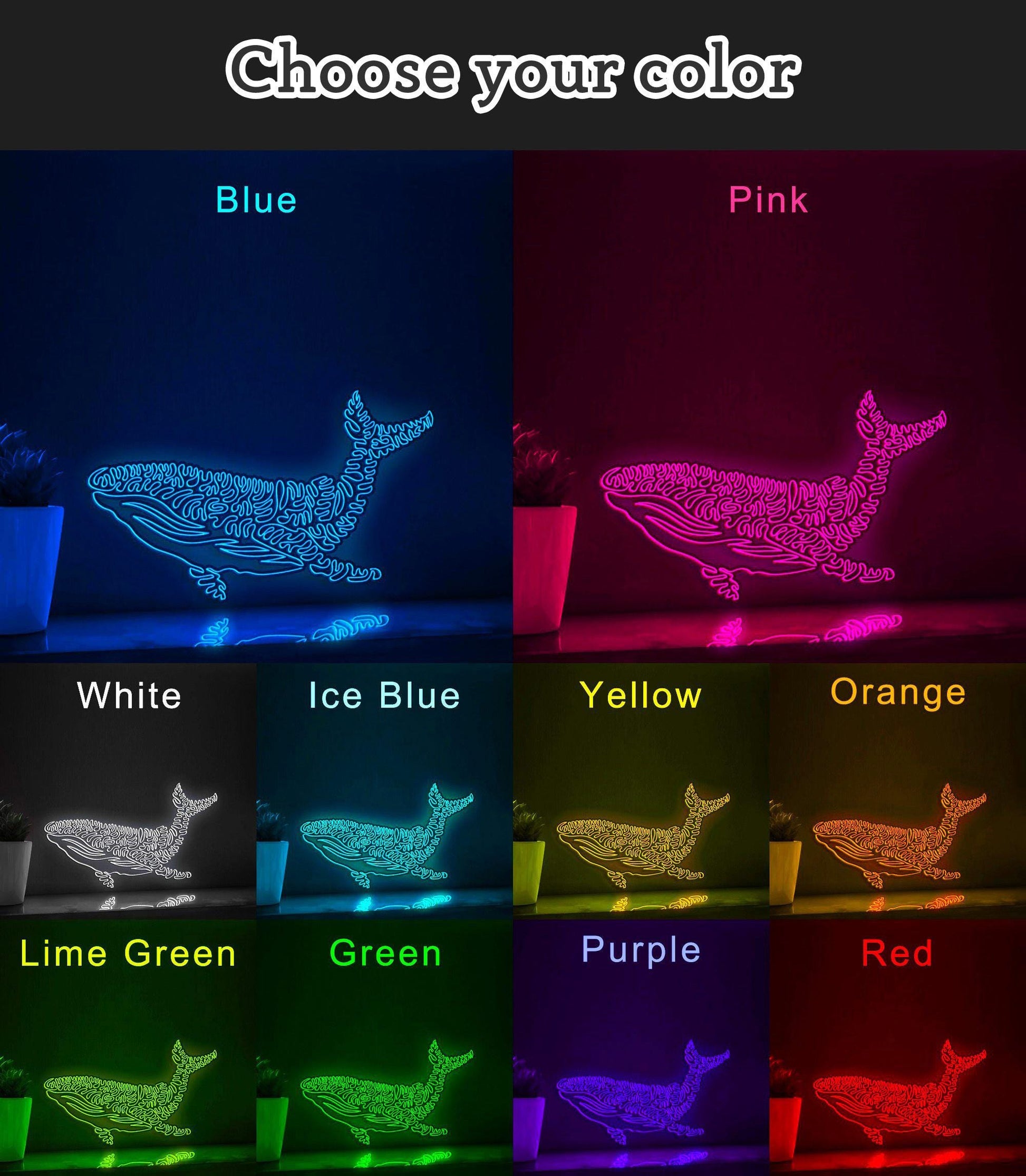 Whale One Line EL Wire Neon Sign - Ideal for Ocean Lovers, Perfect as Wall Decor - myneonup